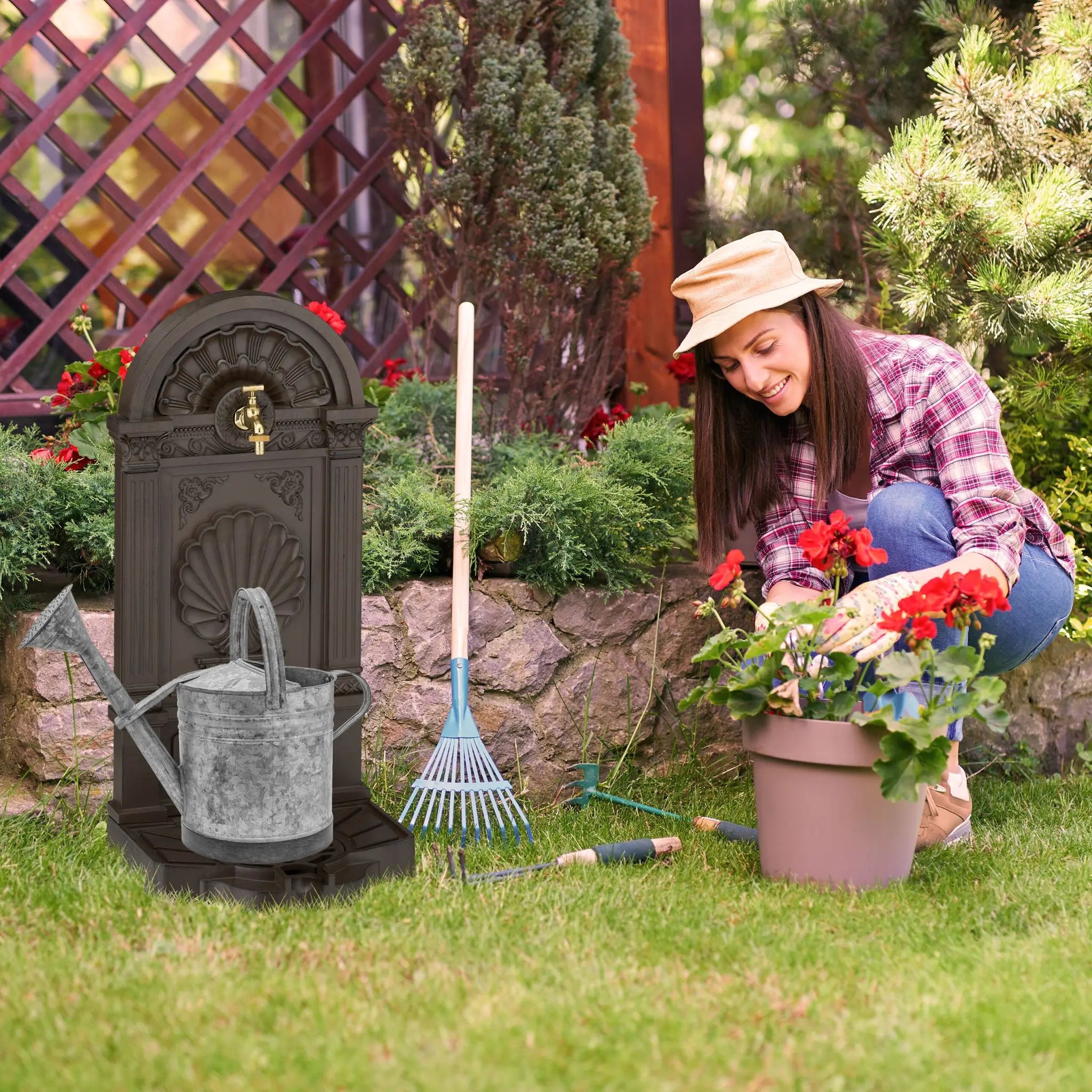 Standbrunnen Antik Dunkelbraun von Relaxdays