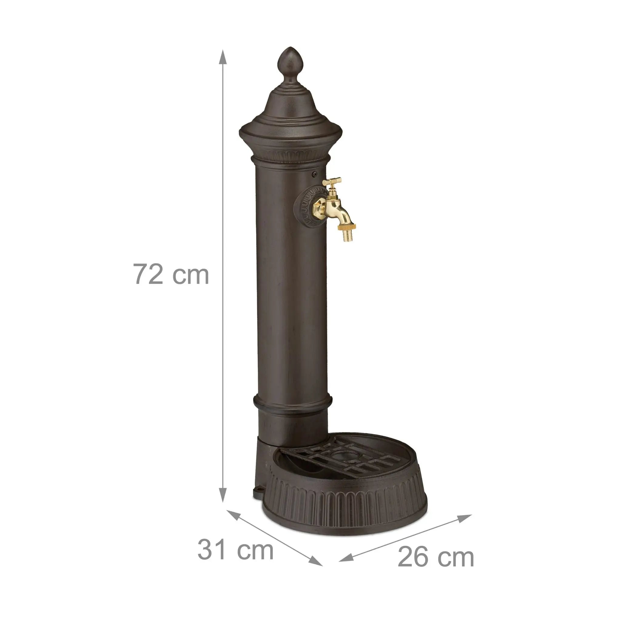 Standbrunnen antik 72cm Dunkelbraun-Gold von Relaxdays