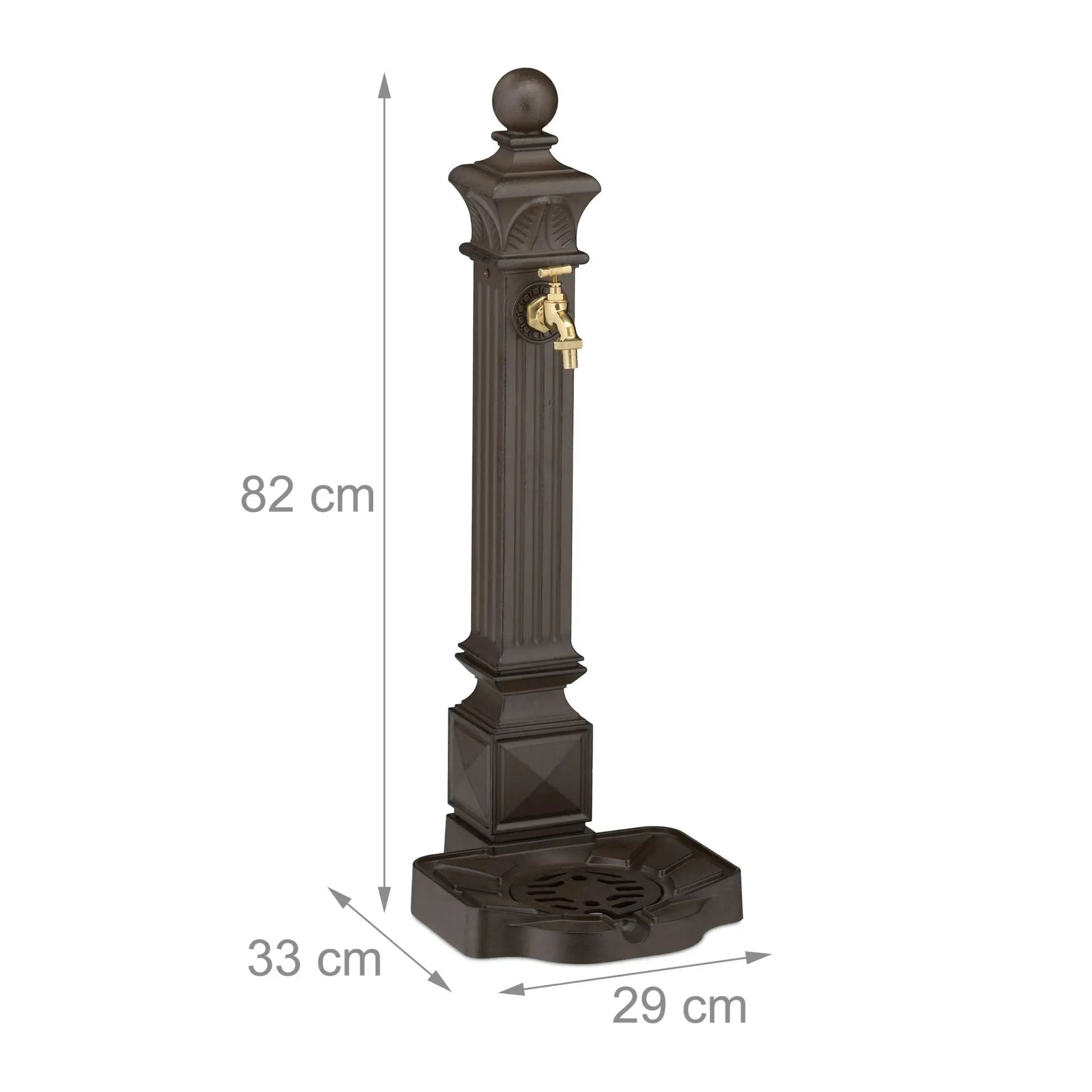 Standbrunnen antik 82cm Dunkelbraun von Relaxdays