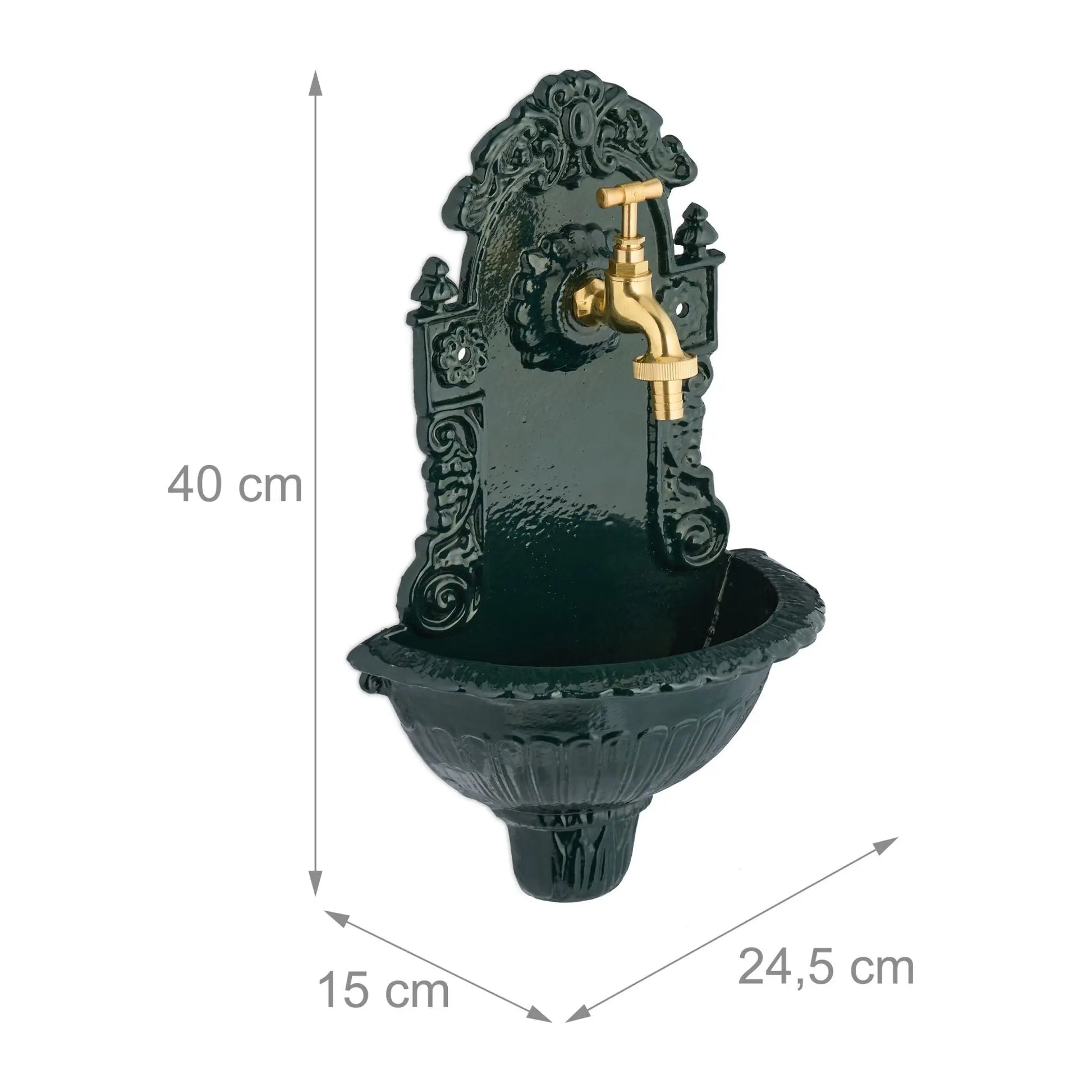 Wandbrunnen grün Dunkelgrün-Gold von Relaxdays