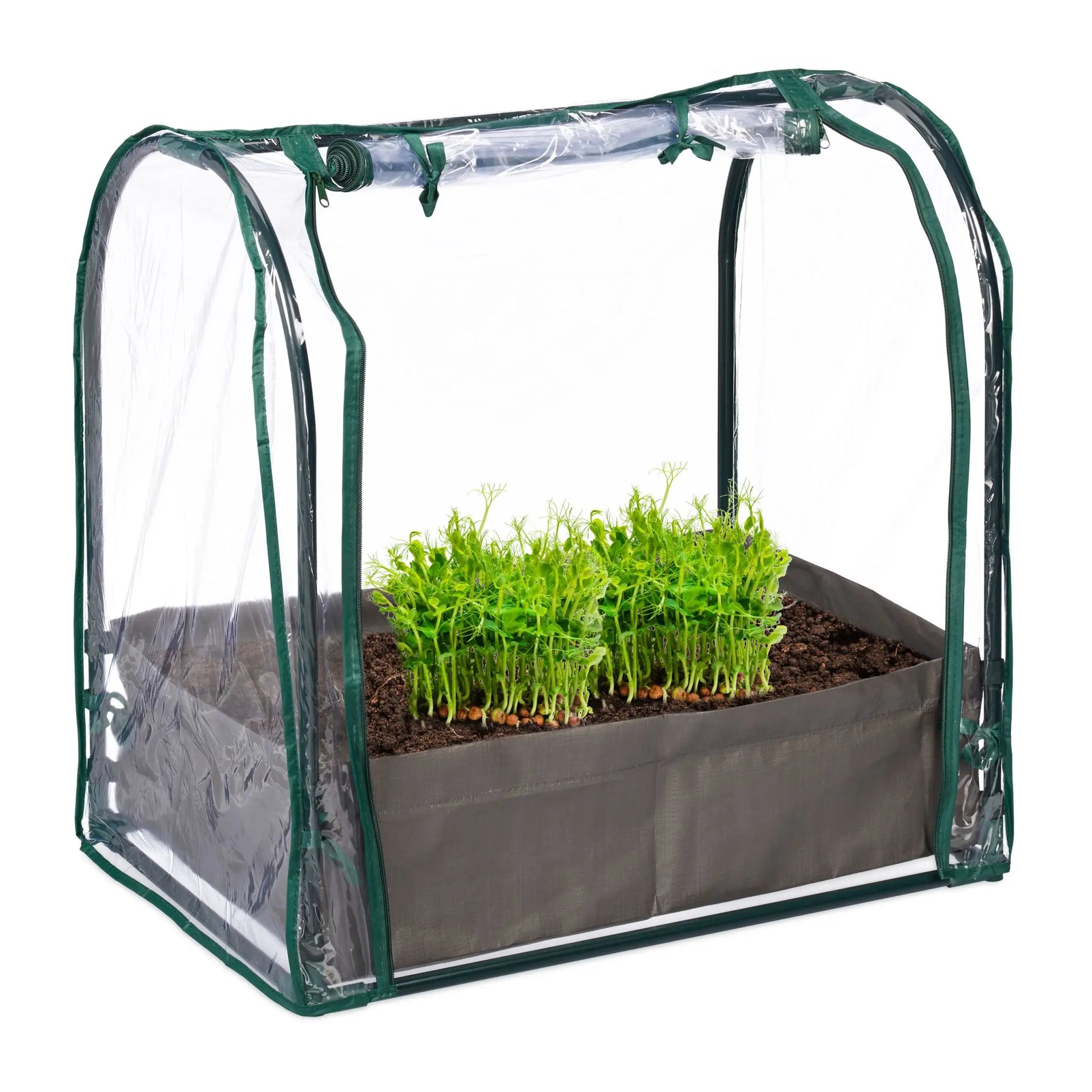 Frühbeet mit Pflanzsack Dunkelgrün-Transparent-Grau von Relaxdays