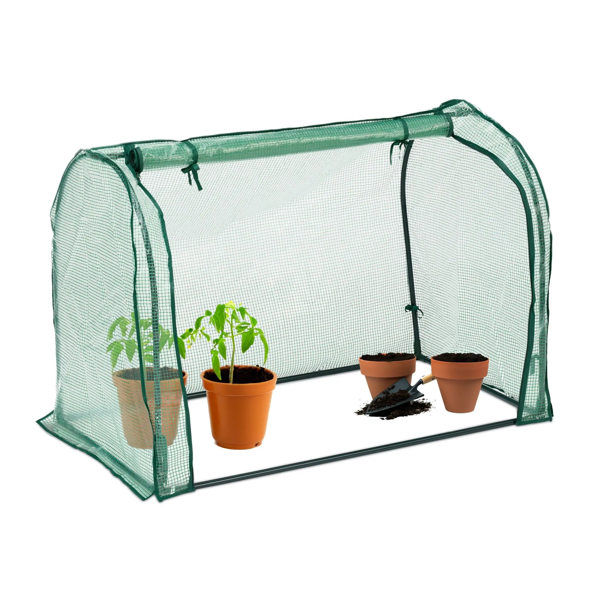 Foliengewächshaus mit Tür Dunkelgrün-Transparent von Relaxdays