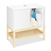 Waschbeckenunterschrank mit Ablage Weiss-Hellbraun von Relaxdays
