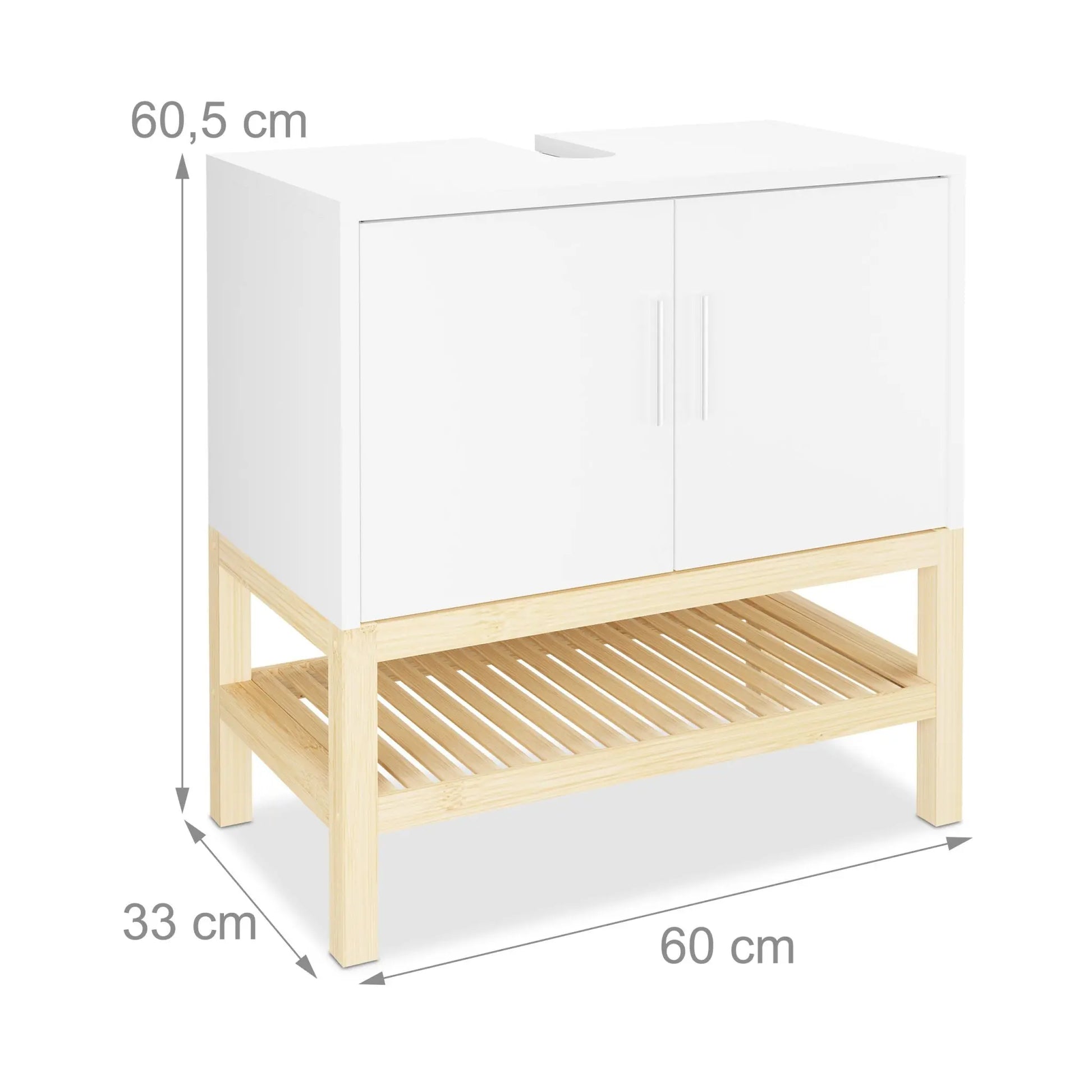 Waschbeckenunterschrank mit Ablage Weiss-Hellbraun von Relaxdays