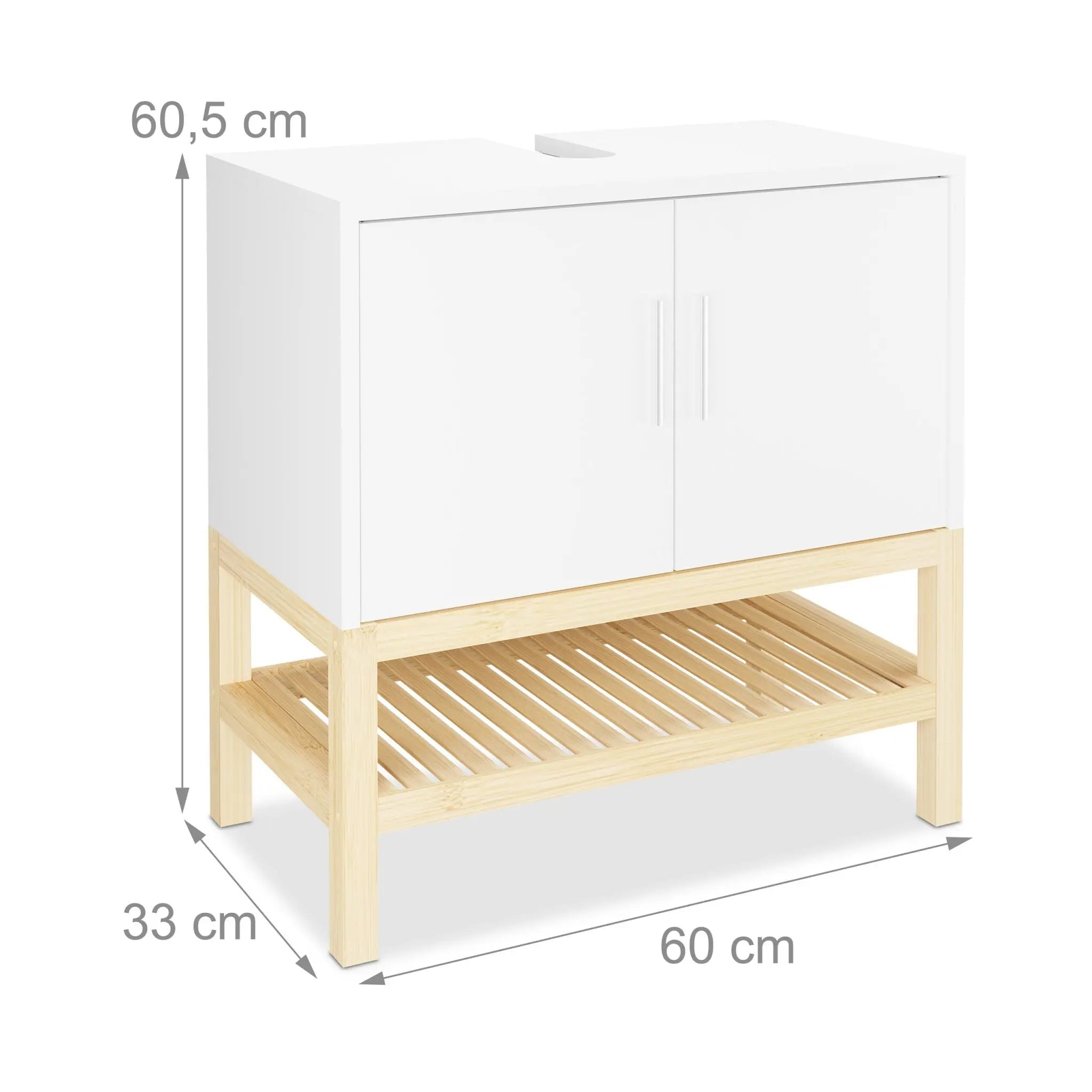 Waschbeckenunterschrank mit Ablage Weiss-Hellbraun von Relaxdays