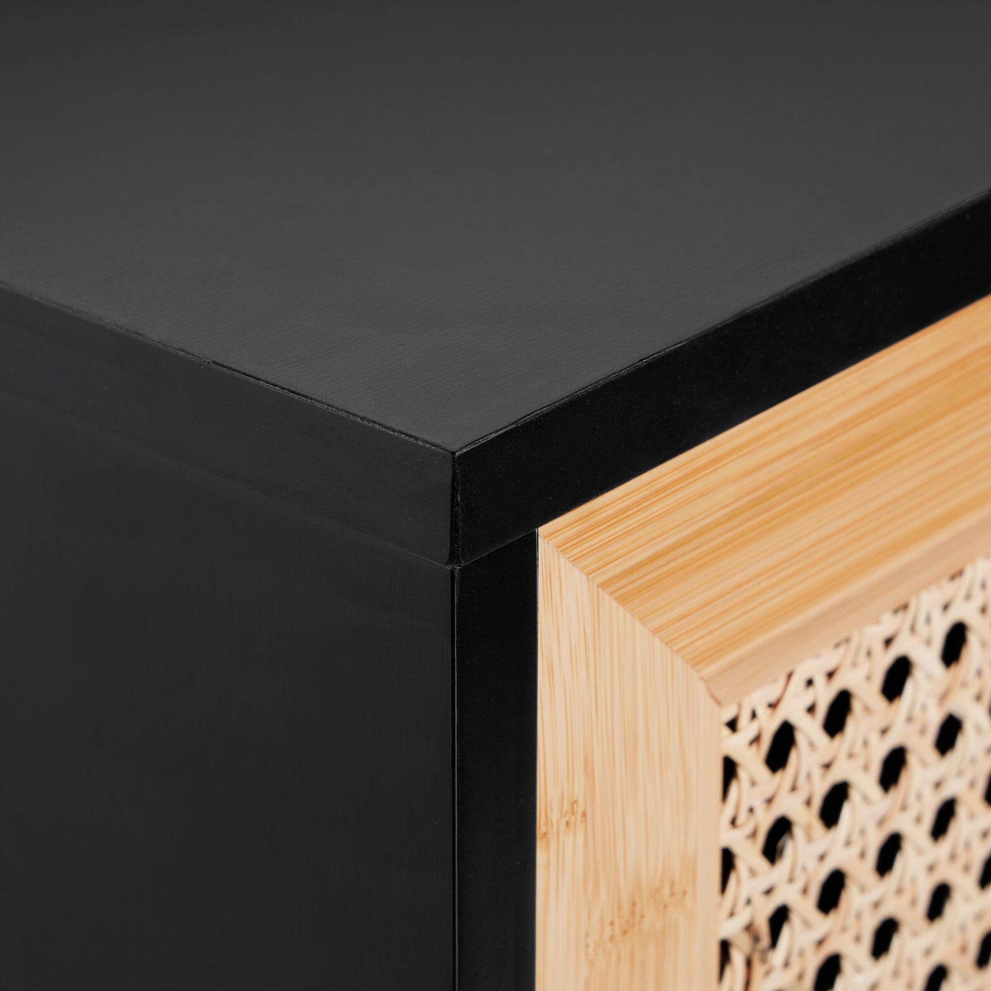 Sideboard mit 2 Rattan-Türen Gold-Hellbraun-Schwarz von Relaxdays