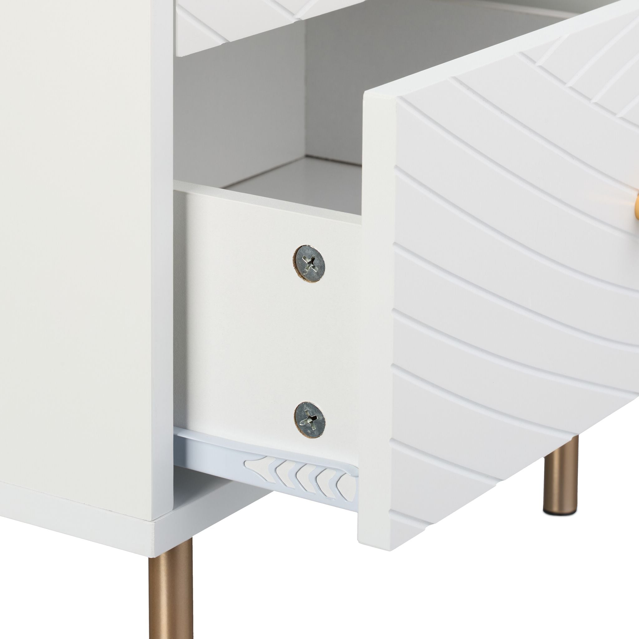 Nachttisch mit 2 Schubladen Weiss-Gold von Relaxdays