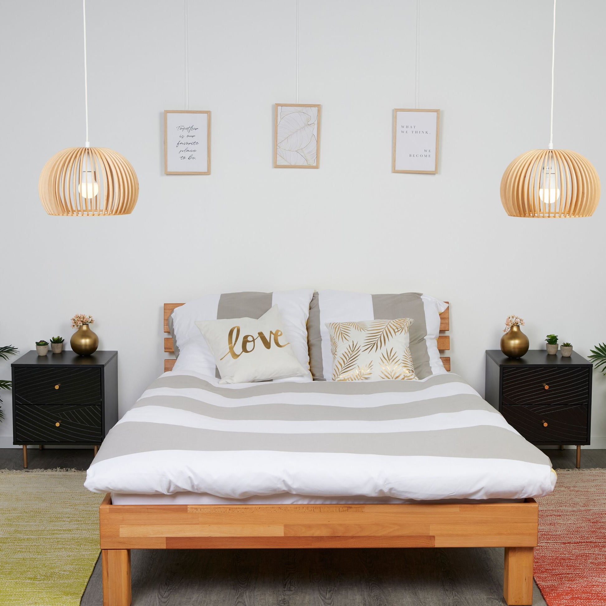 Nachttisch mit 2 Schubladen Gold-Schwarz von Relaxdays
