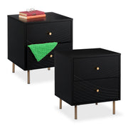 Nachttisch mit 2 Schubladen Gold-Schwarz von Relaxdays