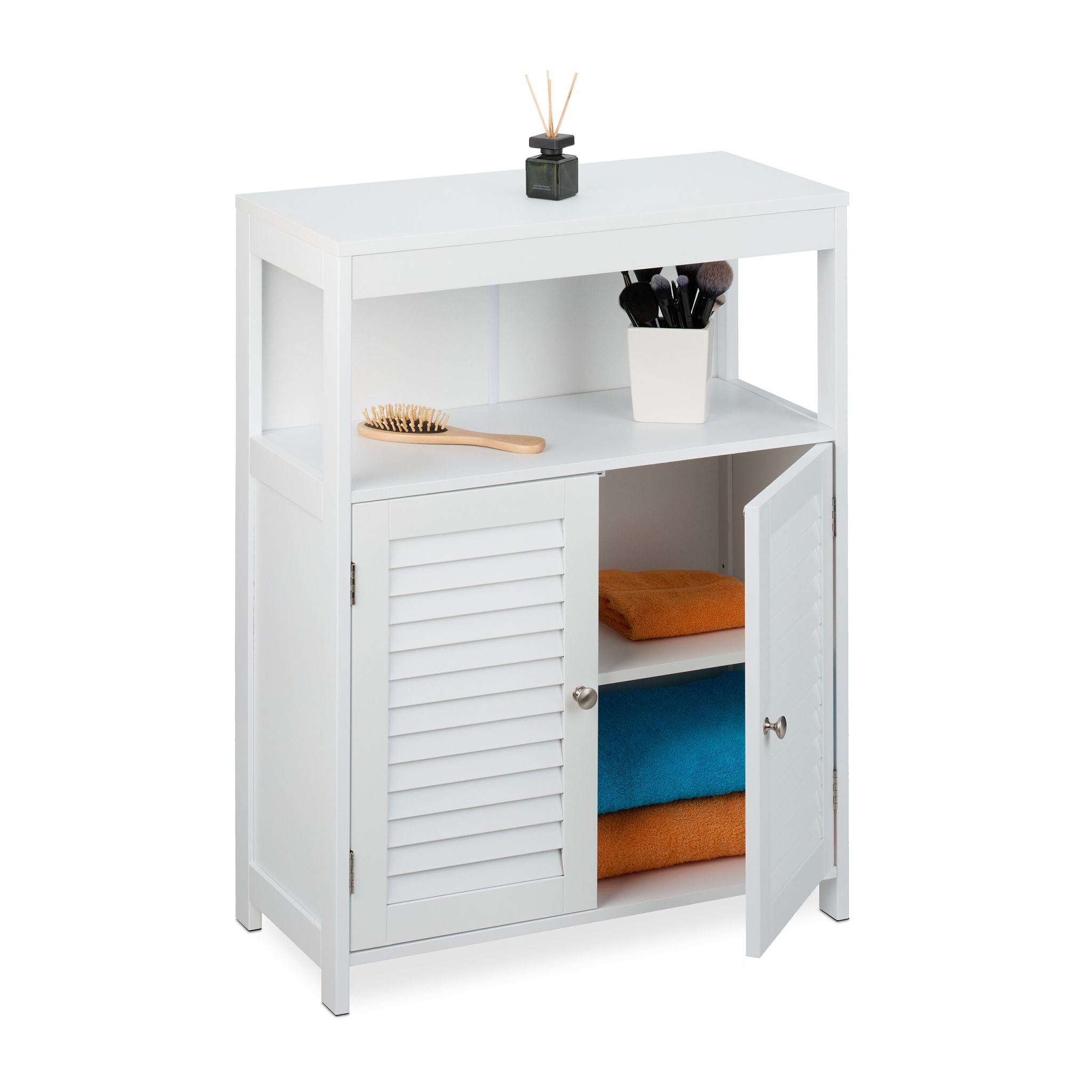 Weisser Badschrank Weiss-Silber von Relaxdays