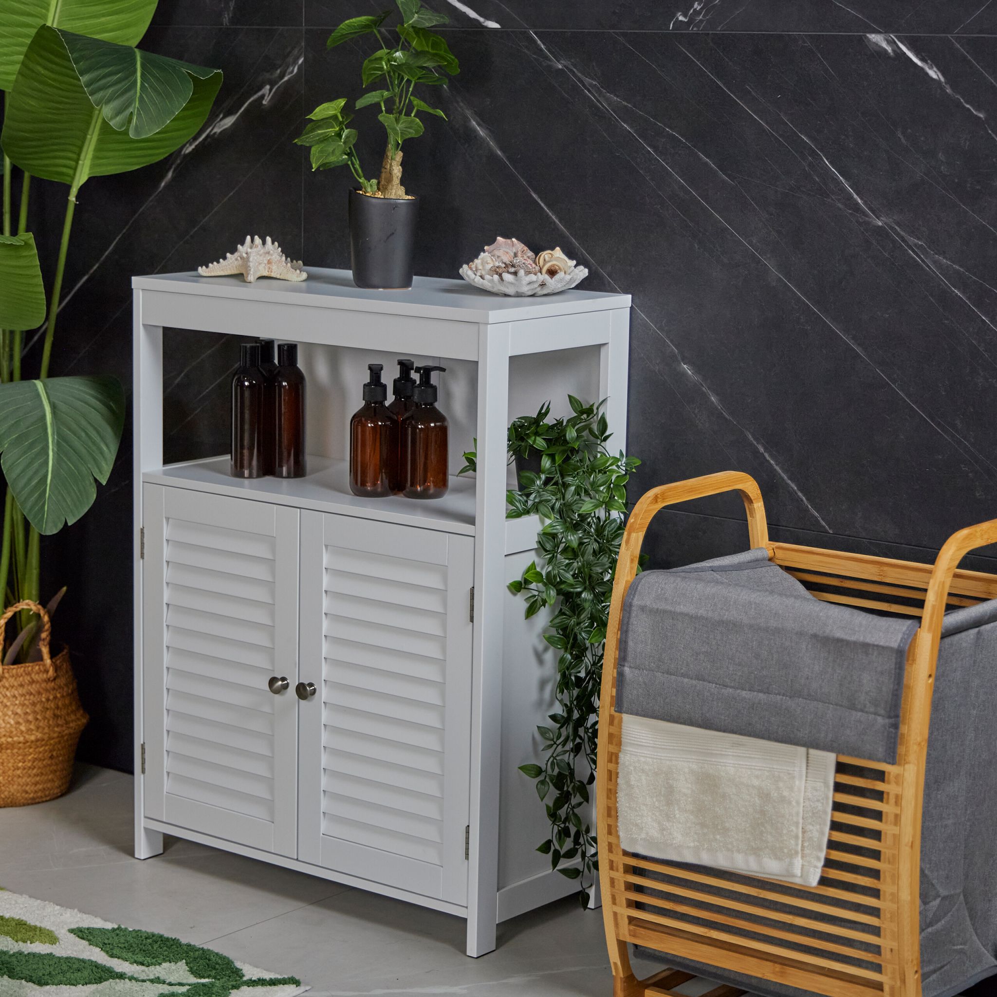 Weisser Badschrank Weiss-Silber von Relaxdays