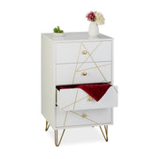 Kommode mit 4 Schubladen Weiss-Gold von Relaxdays
