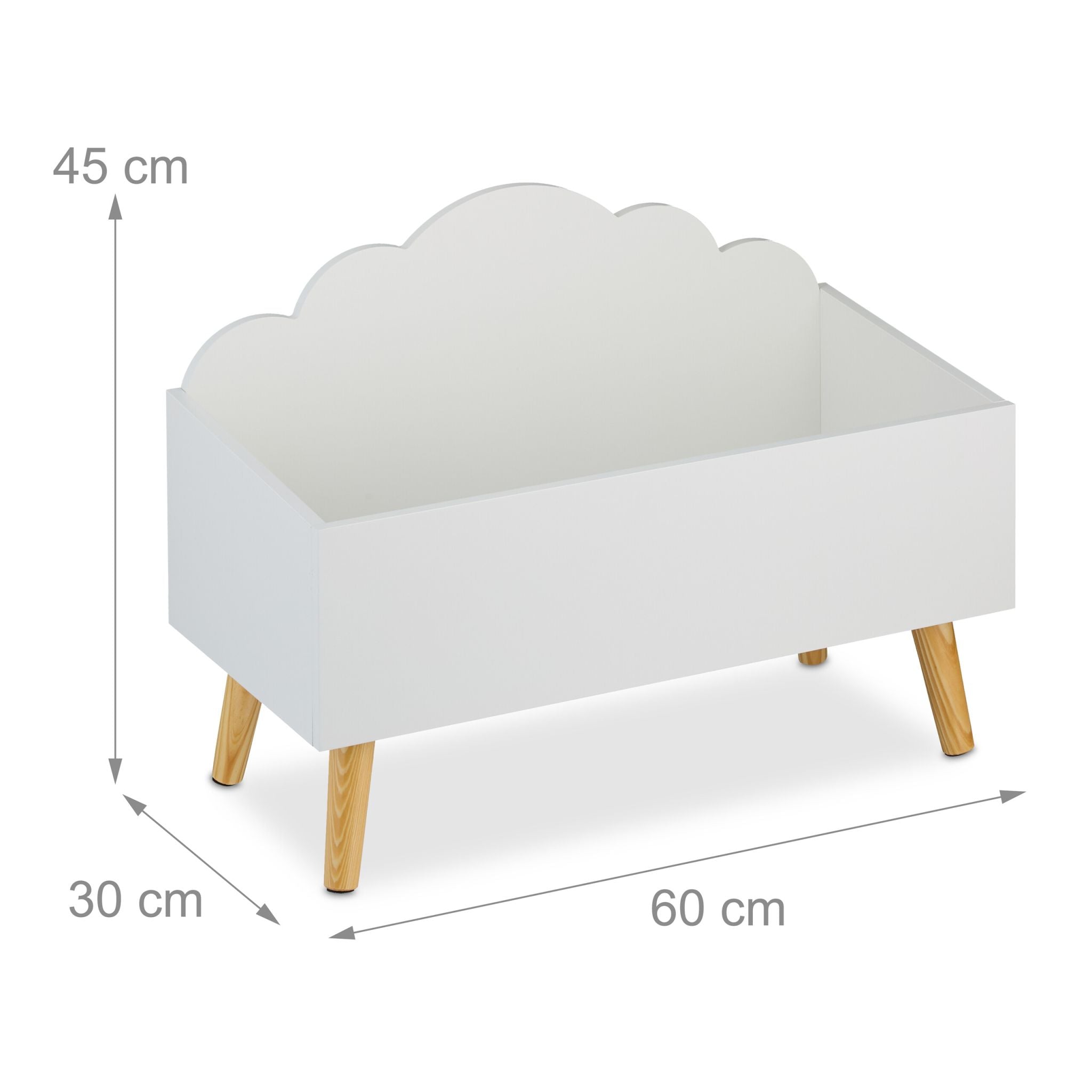 Kindertruhe Wolken-Design Weiss-Hellbraun von Relaxdays