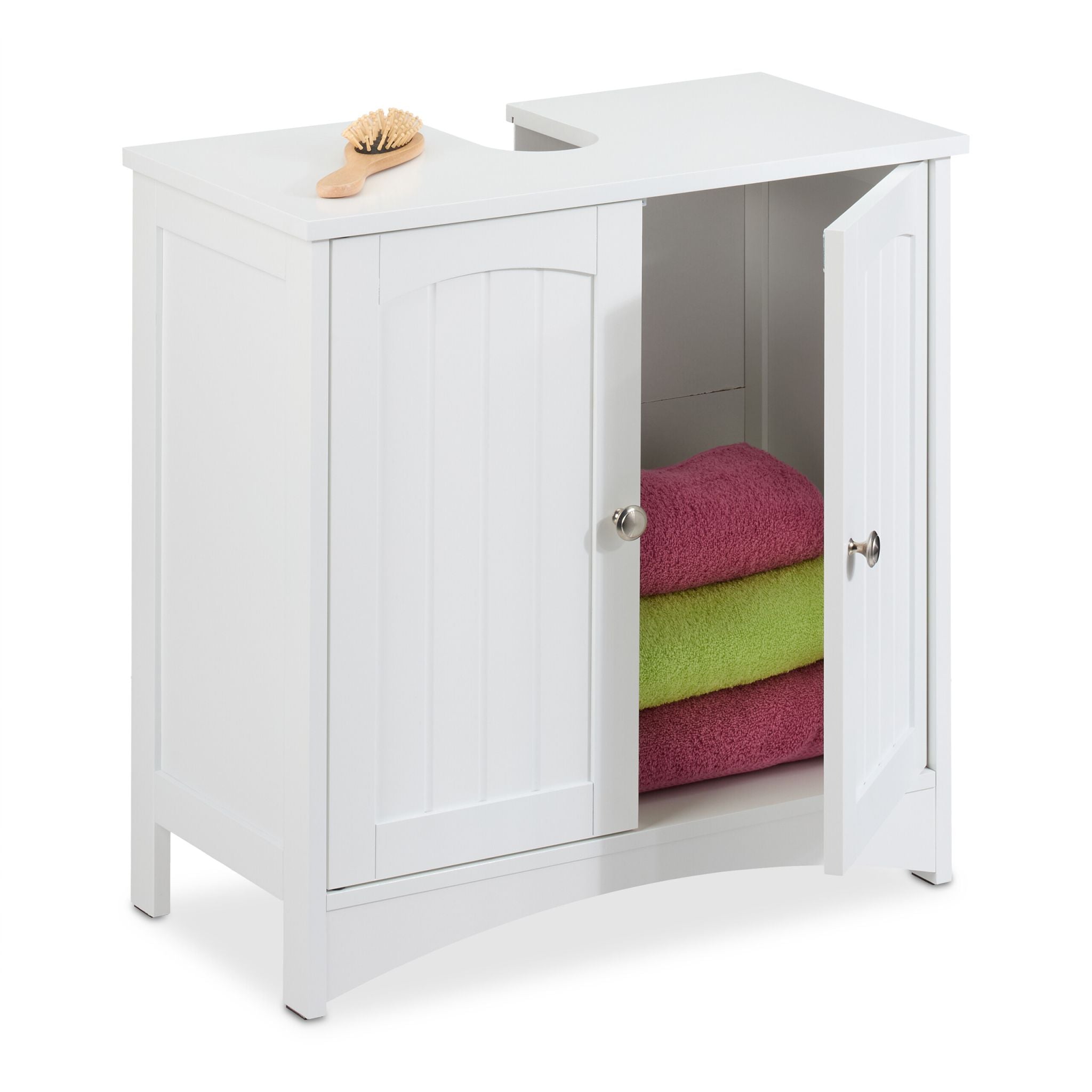 Waschbeckenunterschrank mit Türen Weiss von Relaxdays