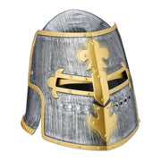 Ritter Helm mit klappbarem Visier Anthrazit-Gold-Silber von Relaxdays