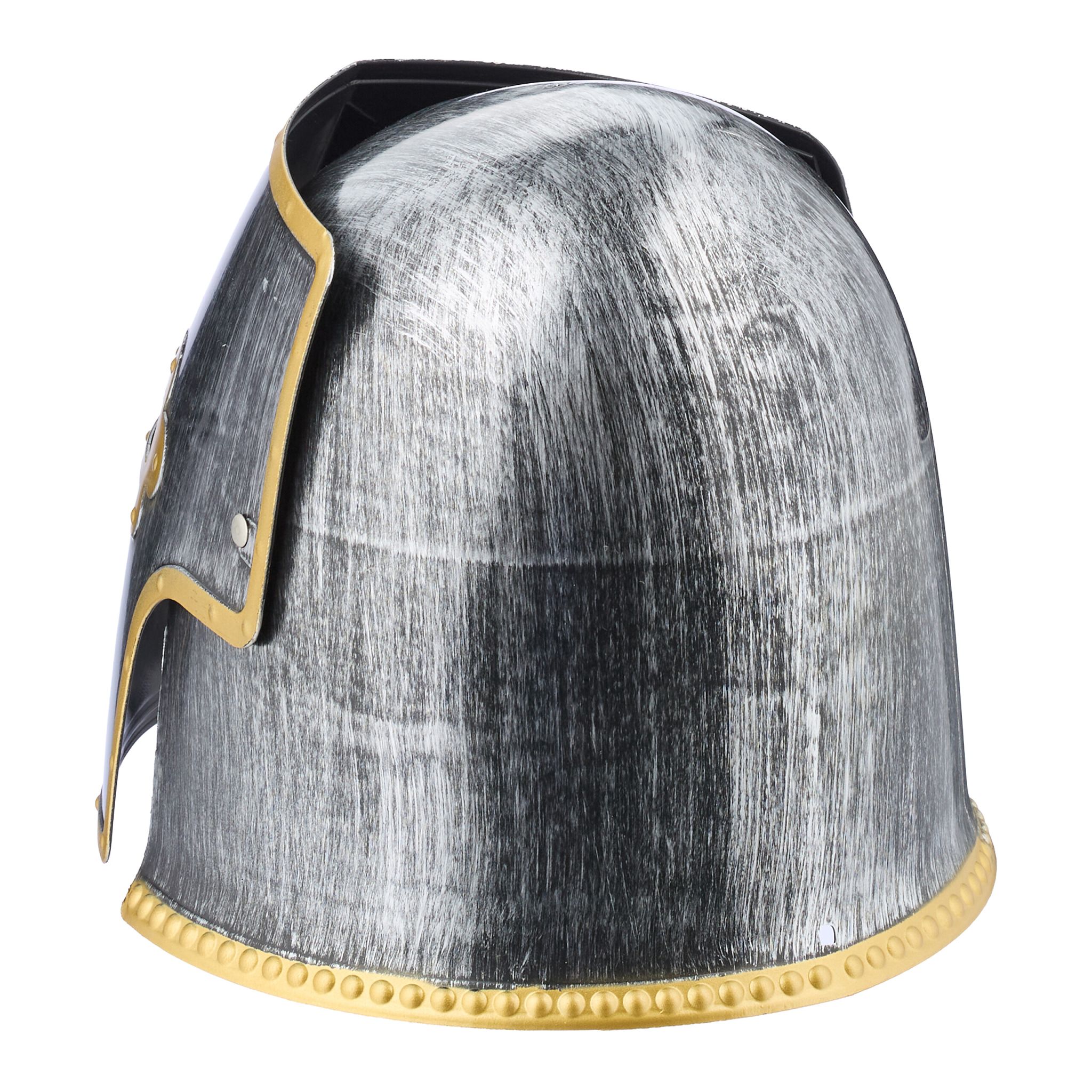 Ritter Helm mit klappbarem Visier Anthrazit-Gold-Silber von Relaxdays