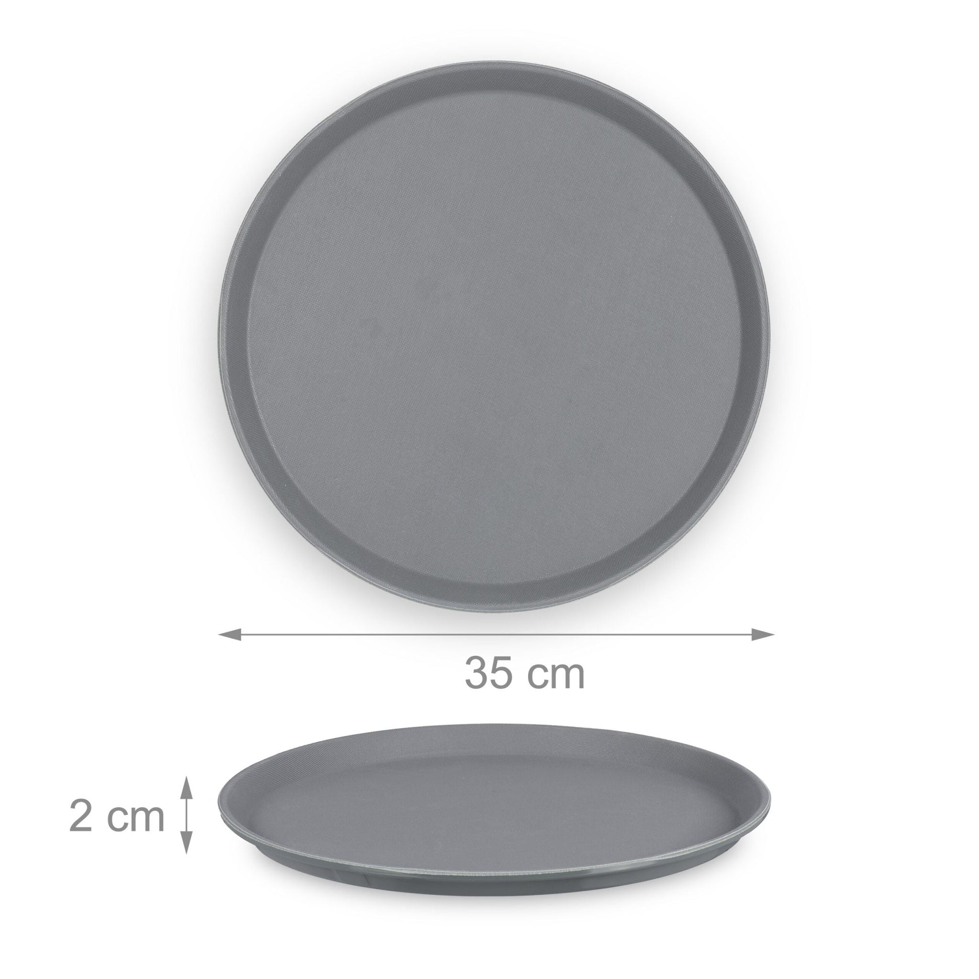 Rundes Serviertablett 2er-Set 35cm Grau von Relaxdays