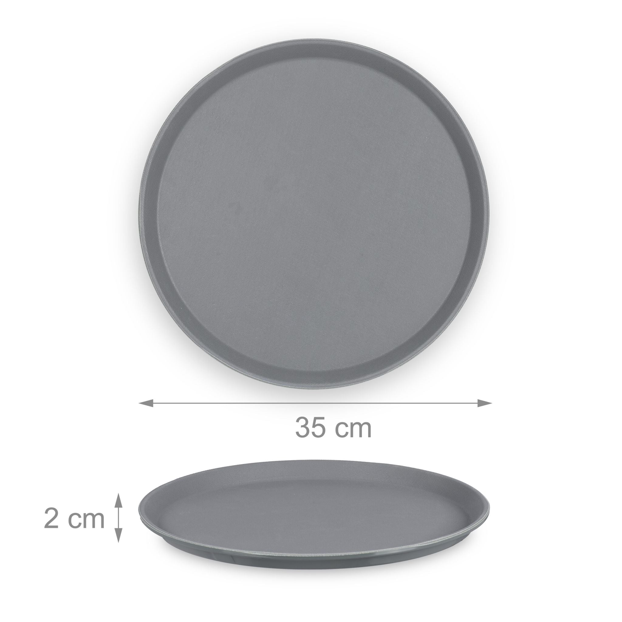 Rundes Serviertablett 2er-Set 35cm Grau von Relaxdays