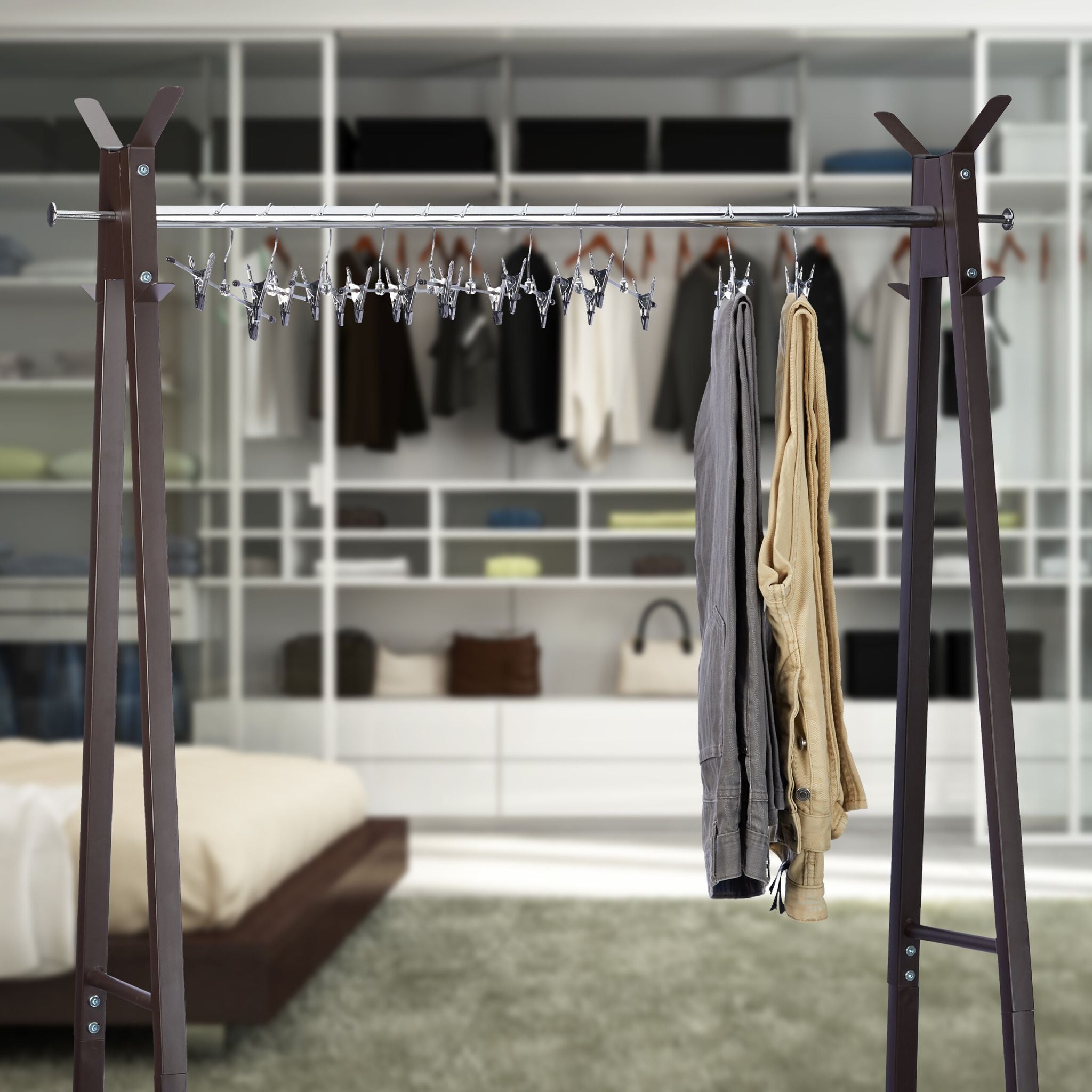 Hosenbügel Metall 25er-Set Schwarz-Silber von Relaxdays