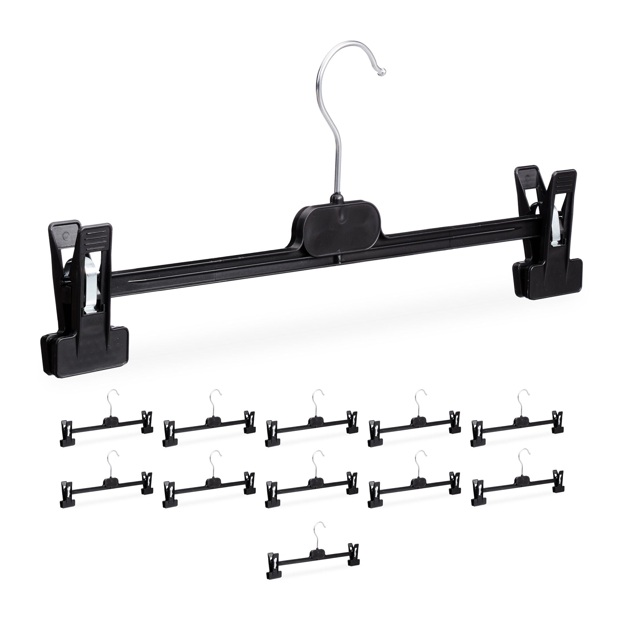 Hosenbügel Kunststoff 12er-Set Schwarz-Silber von Relaxdays