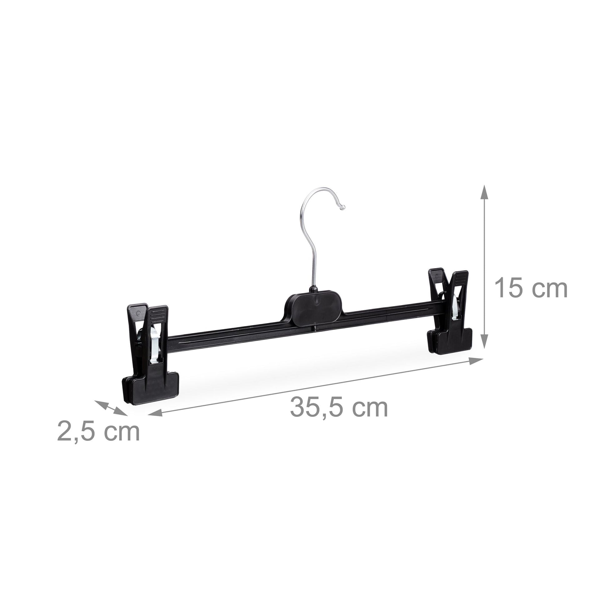 Hosenbügel Kunststoff 12er-Set Schwarz-Silber von Relaxdays