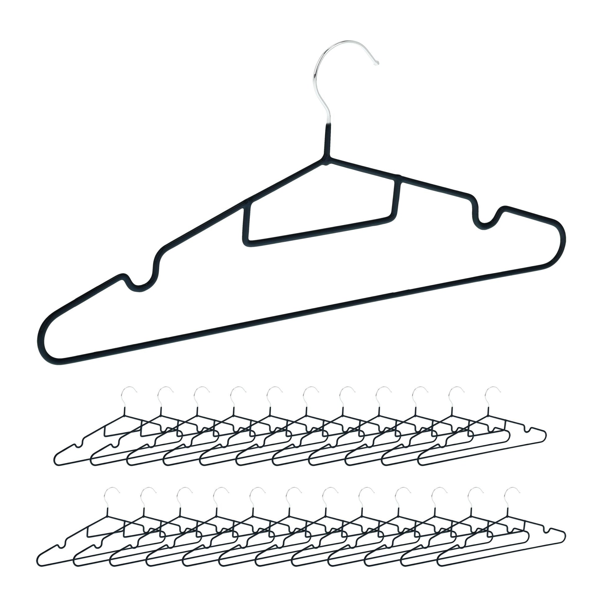 Gummierte Kleiderbügel 24er-Set Schwarz-Silber von Relaxdays