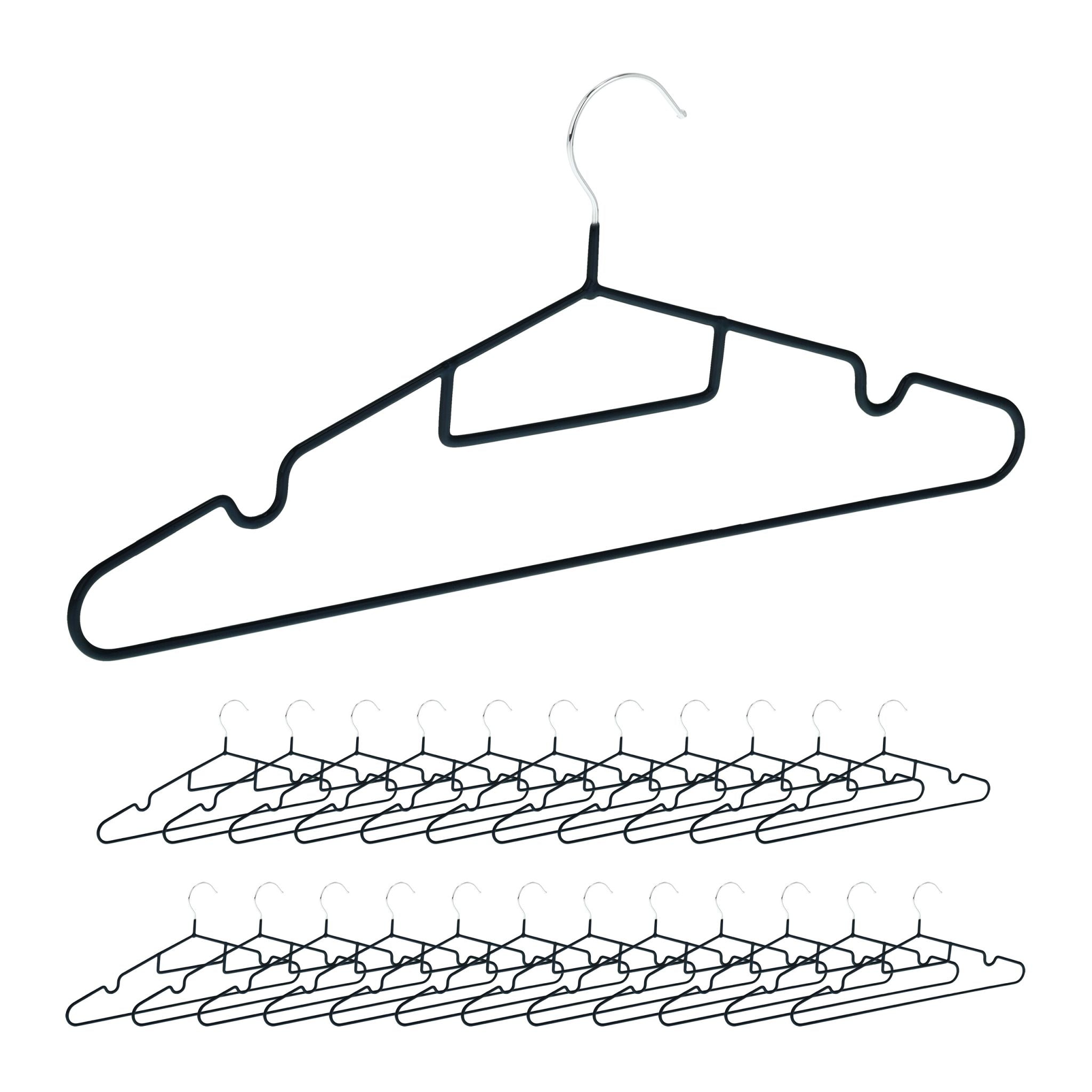 Gummierte Kleiderbügel 24er-Set Schwarz-Silber von Relaxdays