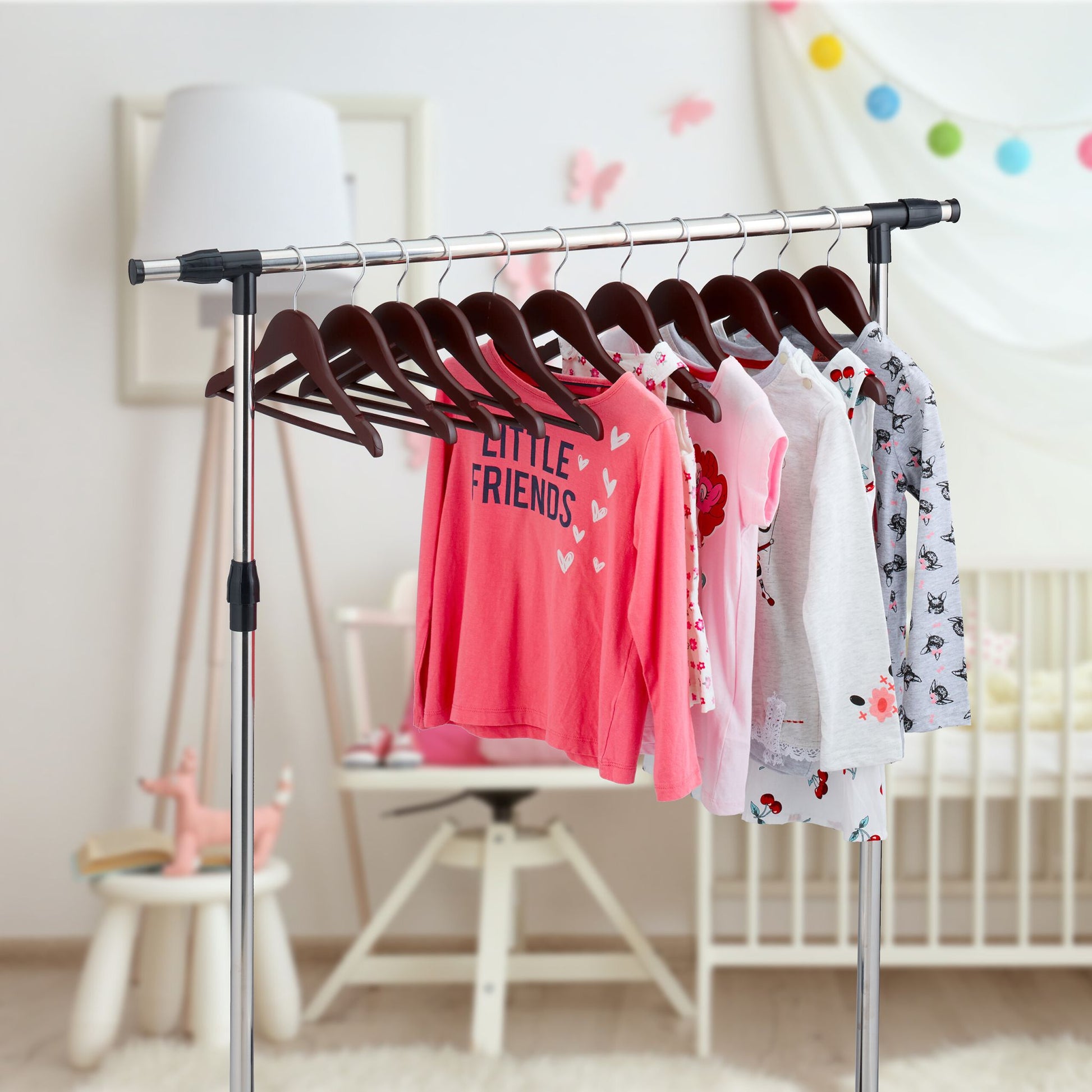 Kinderkleiderbügel Holz 20er-Set Braun-Silber von Relaxdays
