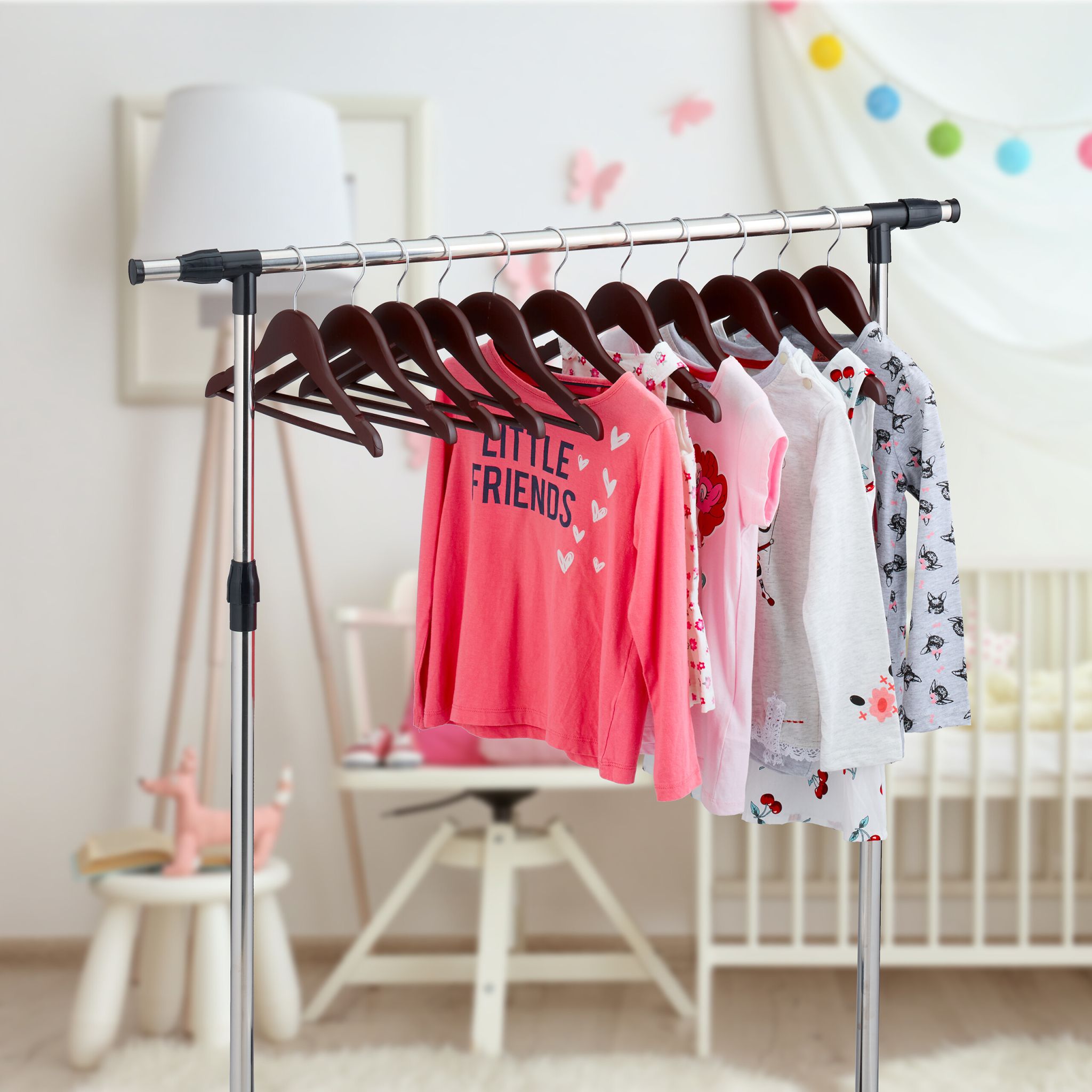 Kinderkleiderbügel Holz 20er-Set Braun-Silber von Relaxdays