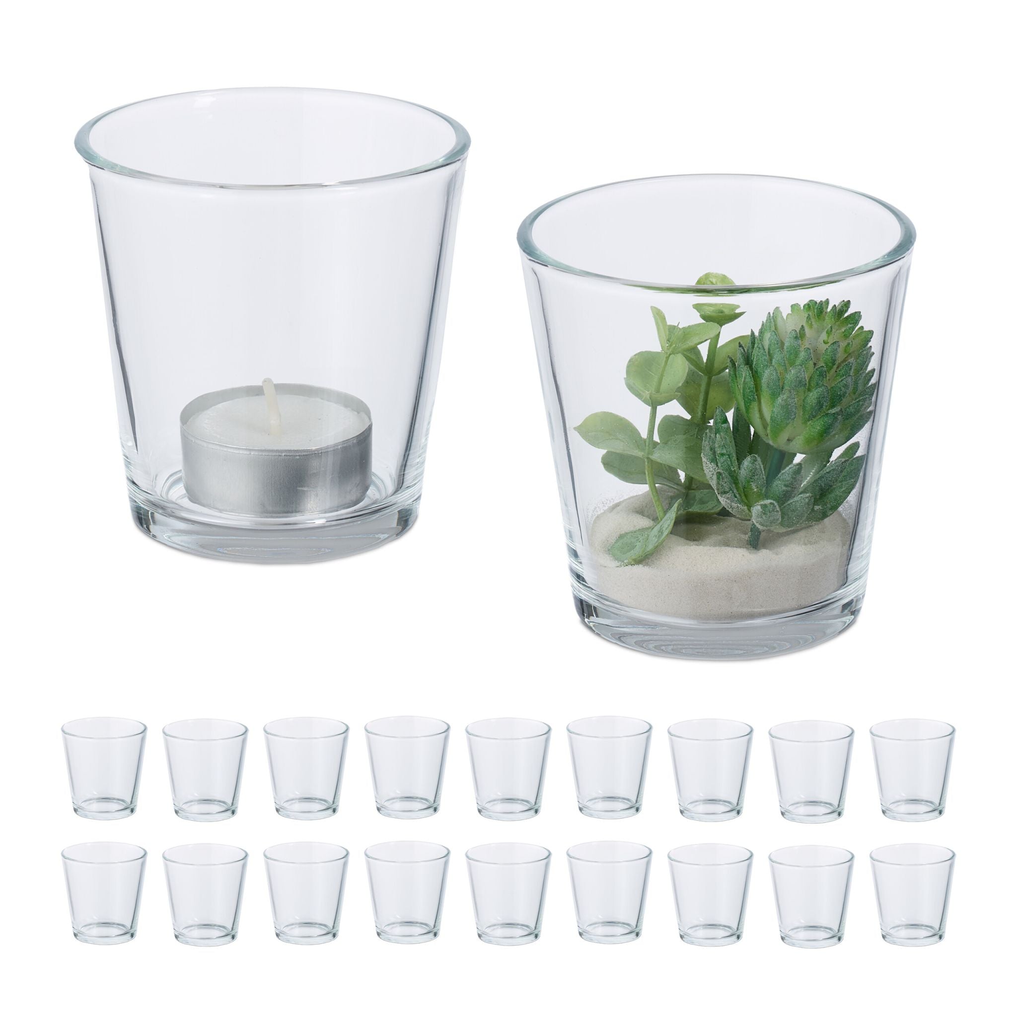 Teelichtgläser 20er-Set Transparent von Relaxdays