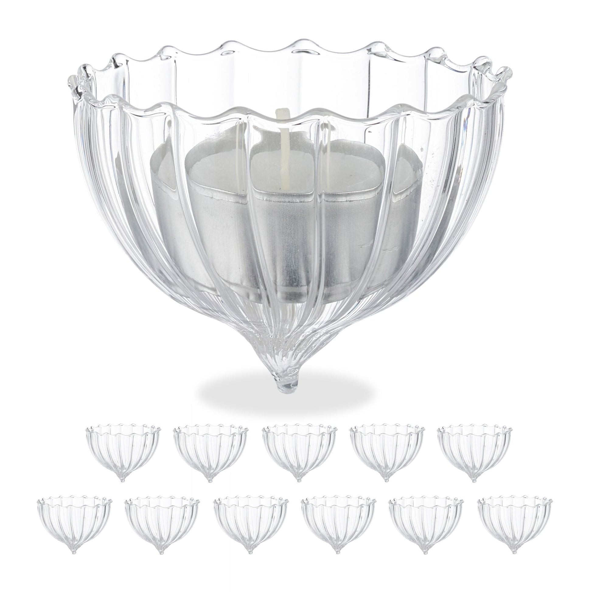 Teelichthalter schwimmend 12er-Set Transparent von Relaxdays