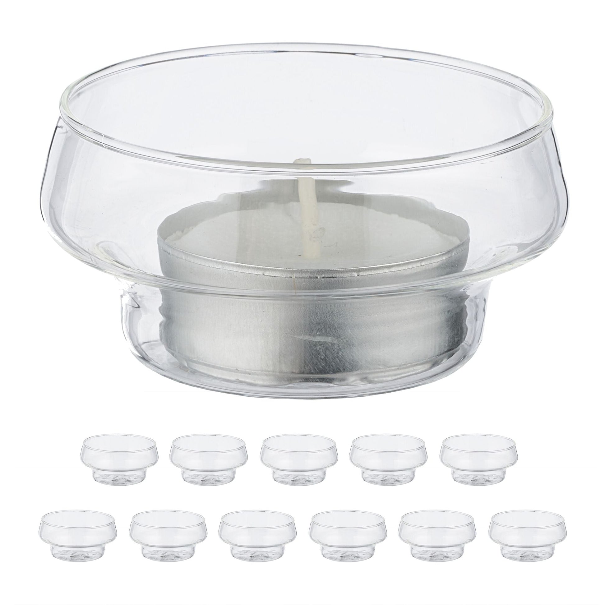 Teelichthalter rund schwimmend 12er-Set Transparent von Relaxdays