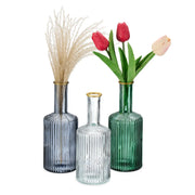 Vasen 3er-Set Blau-Grün-Transparent von Relaxdays