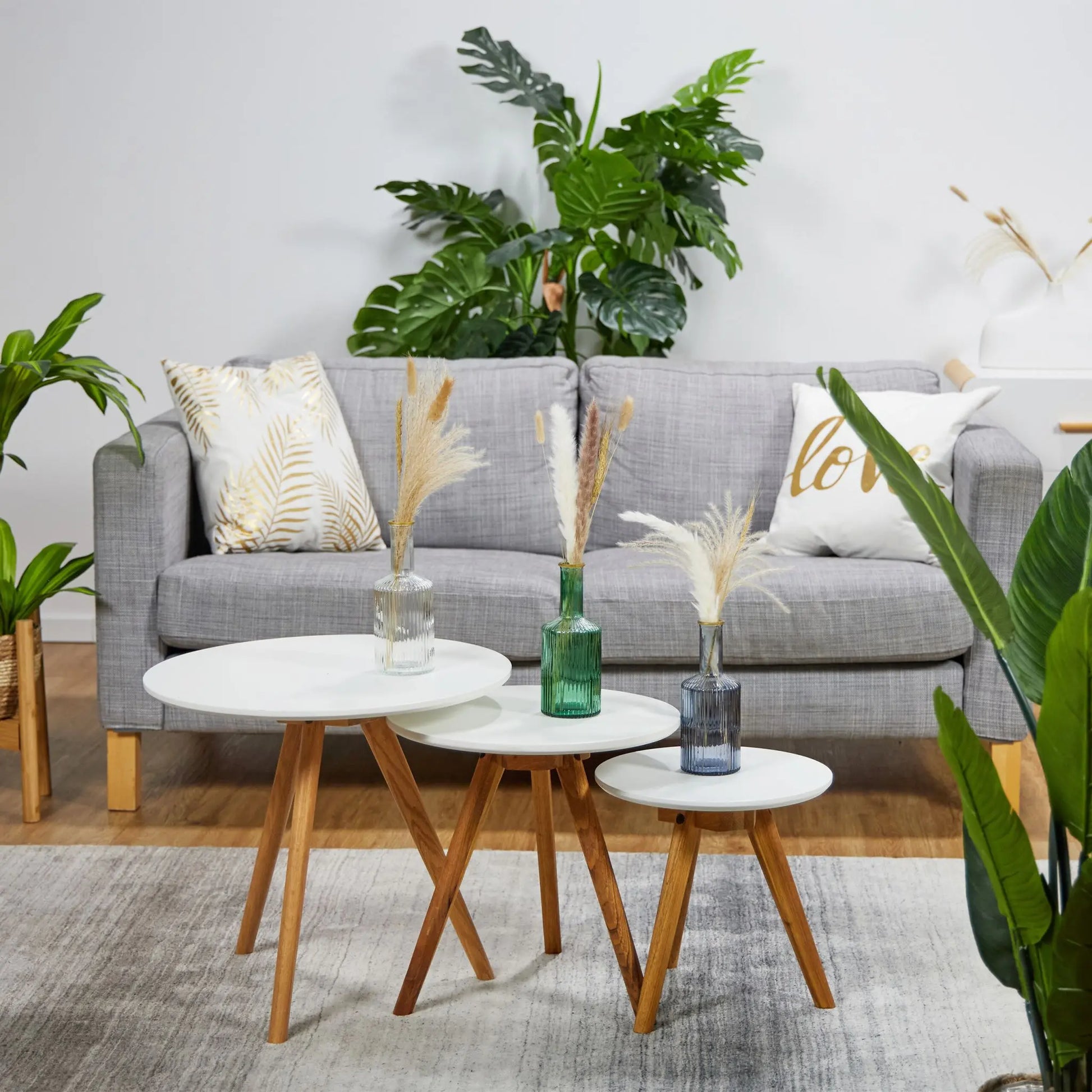 Vasen 3er-Set Blau-Grün-Transparent von Relaxdays