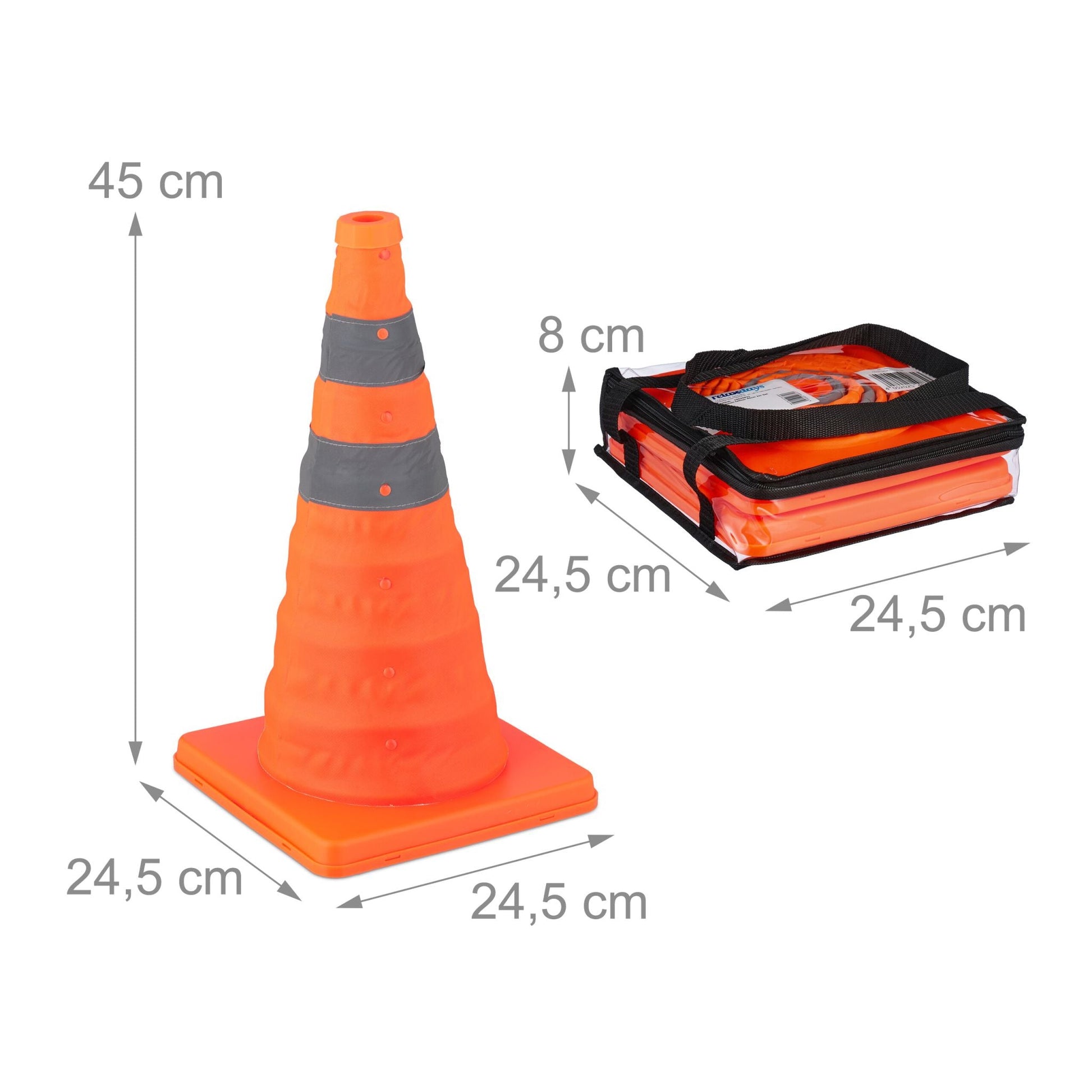 Faltbare Pylonen 2er-Set Orange-Silber von Relaxdays