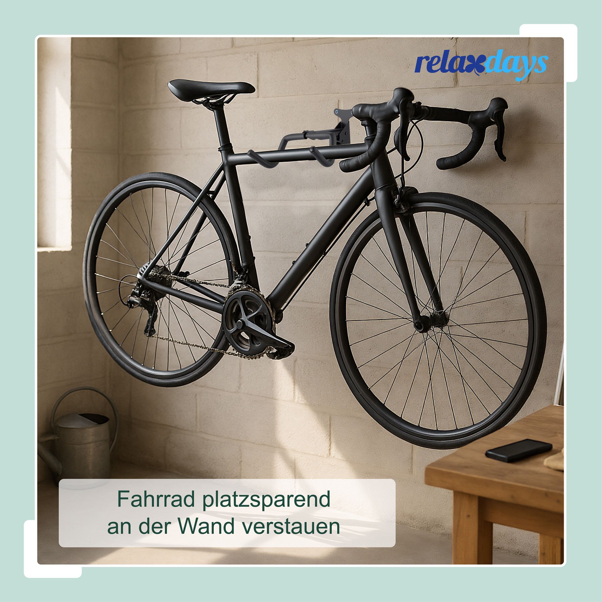 Fahrrad Wandhalterung klappbar Schwarz von Relaxdays