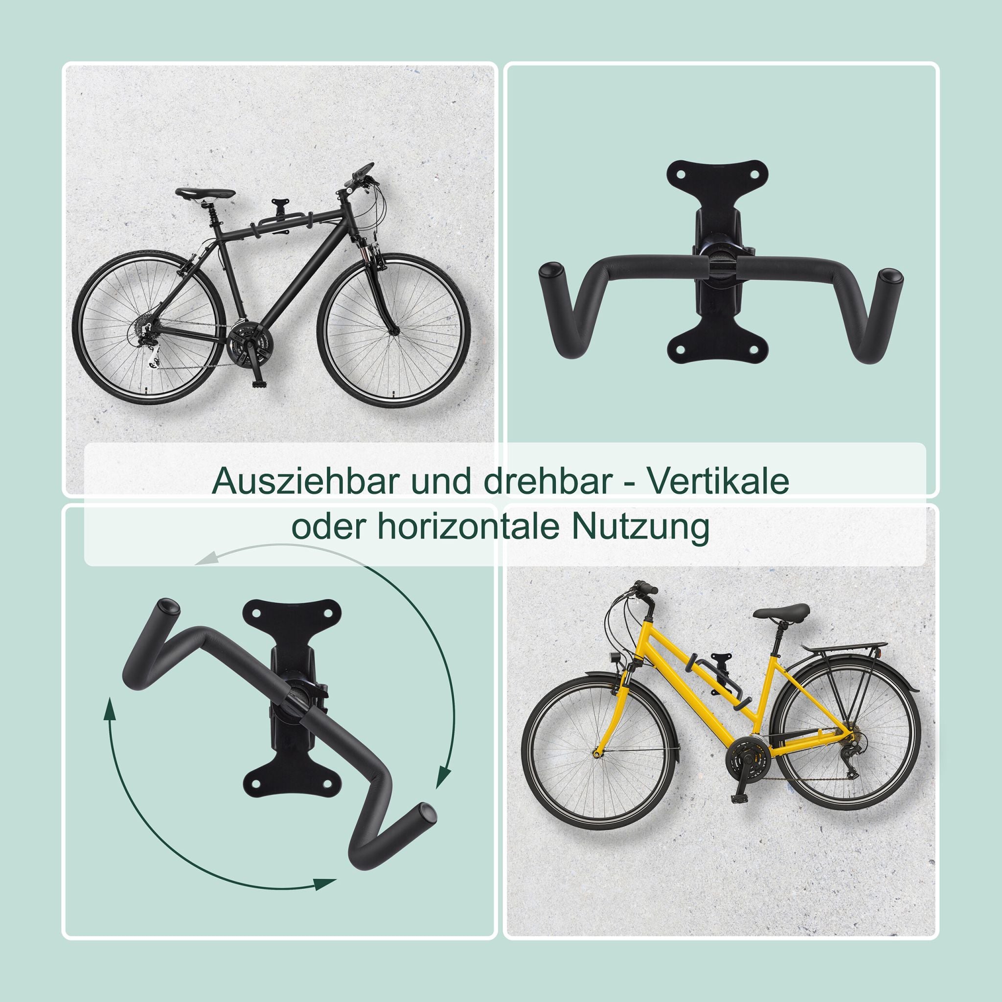Fahrrad Wandhalterung klappbar Schwarz von Relaxdays