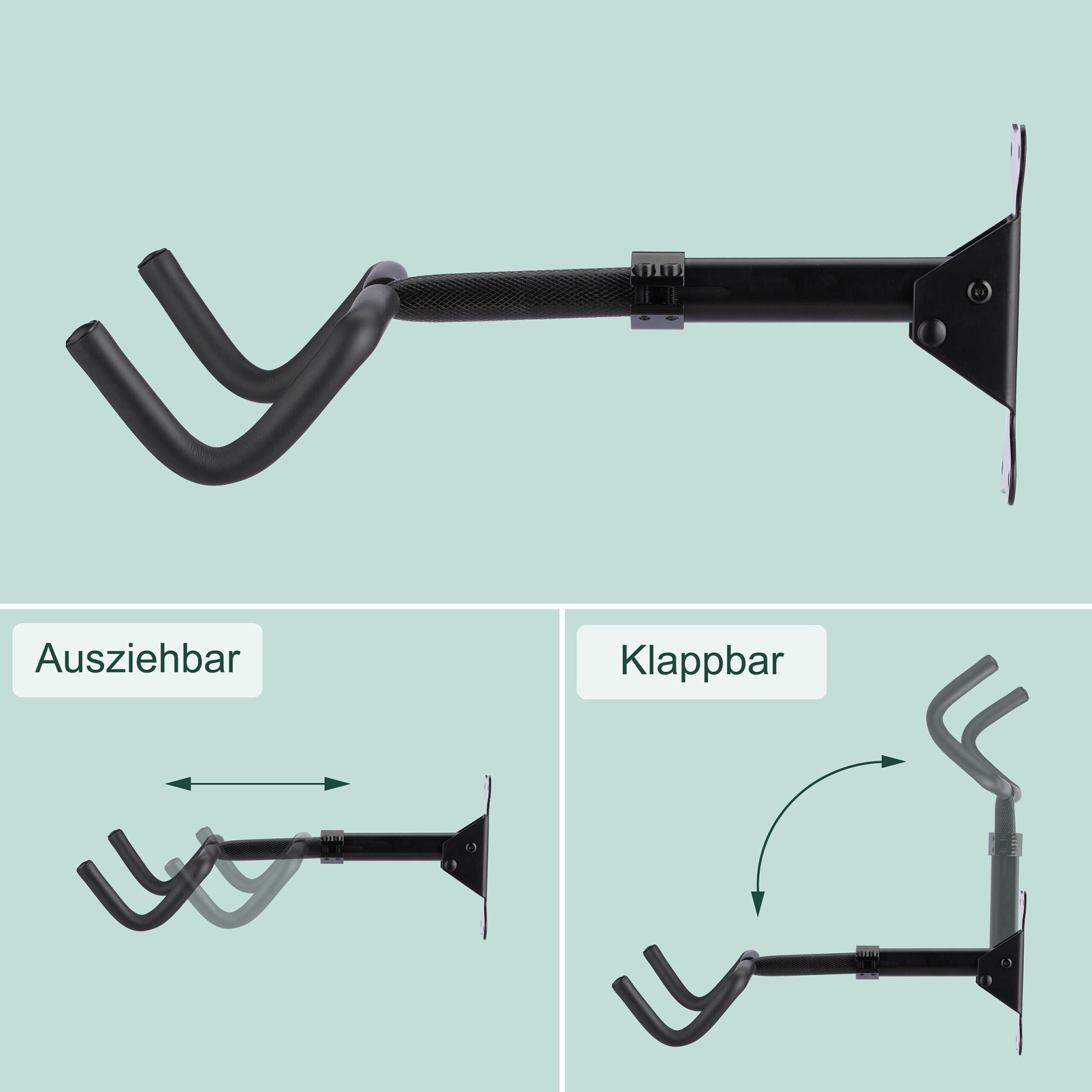 Fahrrad Wandhalterung klappbar Schwarz von Relaxdays