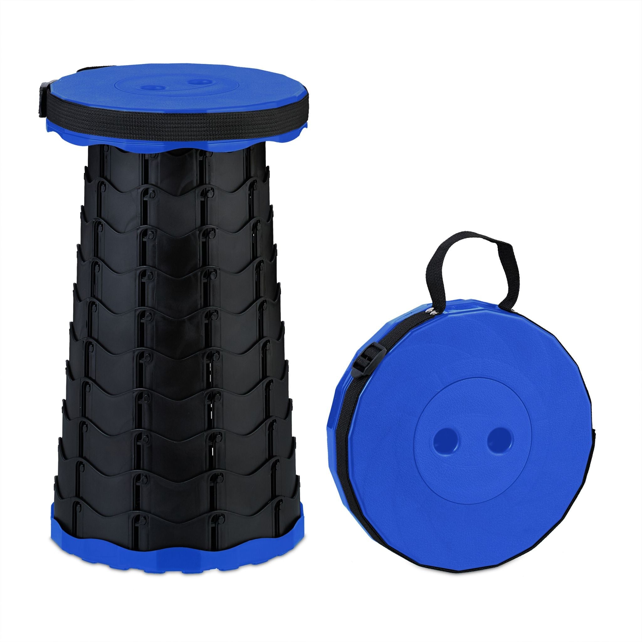 Teleskophocker Camping Blau-Schwarz von Relaxdays