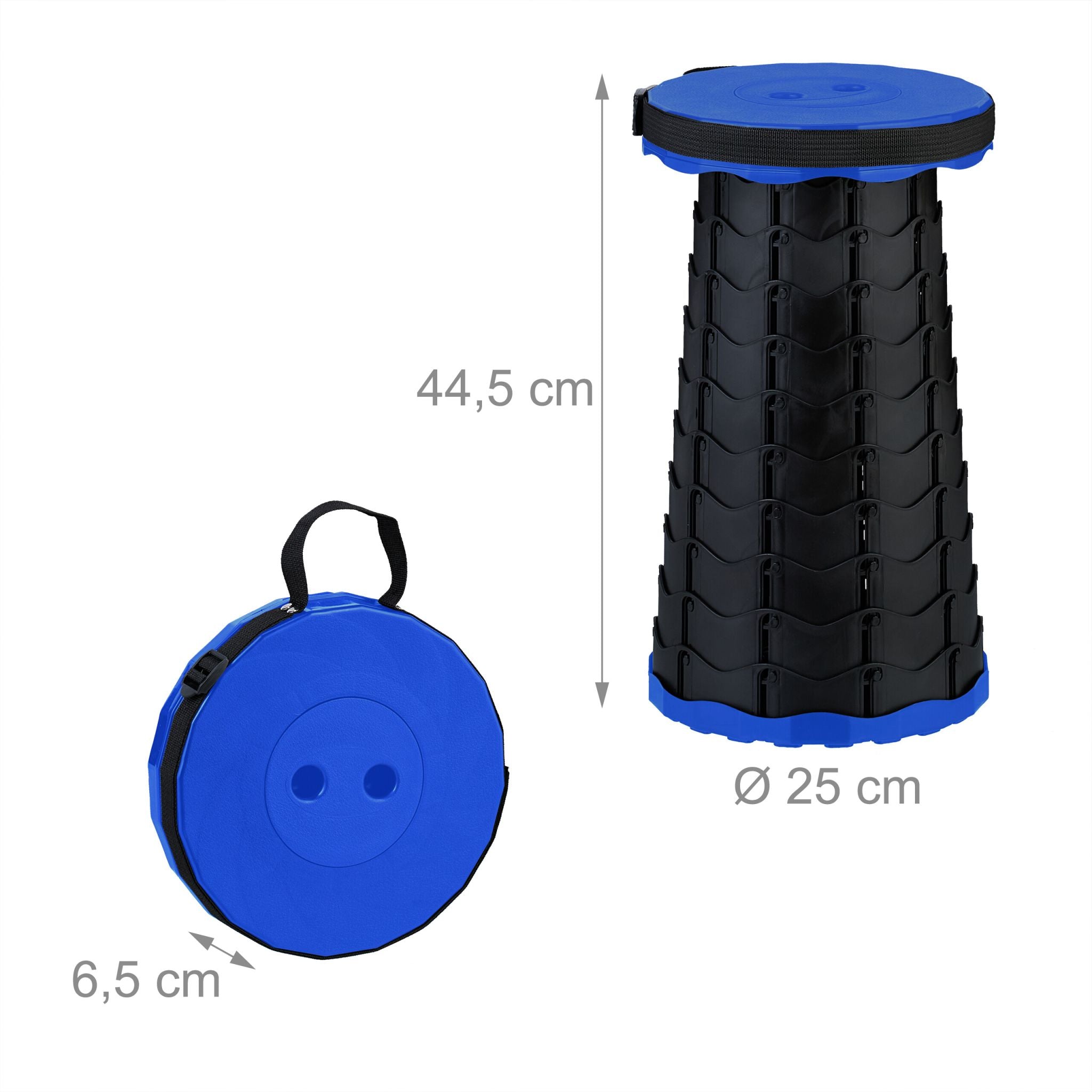 Teleskophocker Camping Blau-Schwarz von Relaxdays