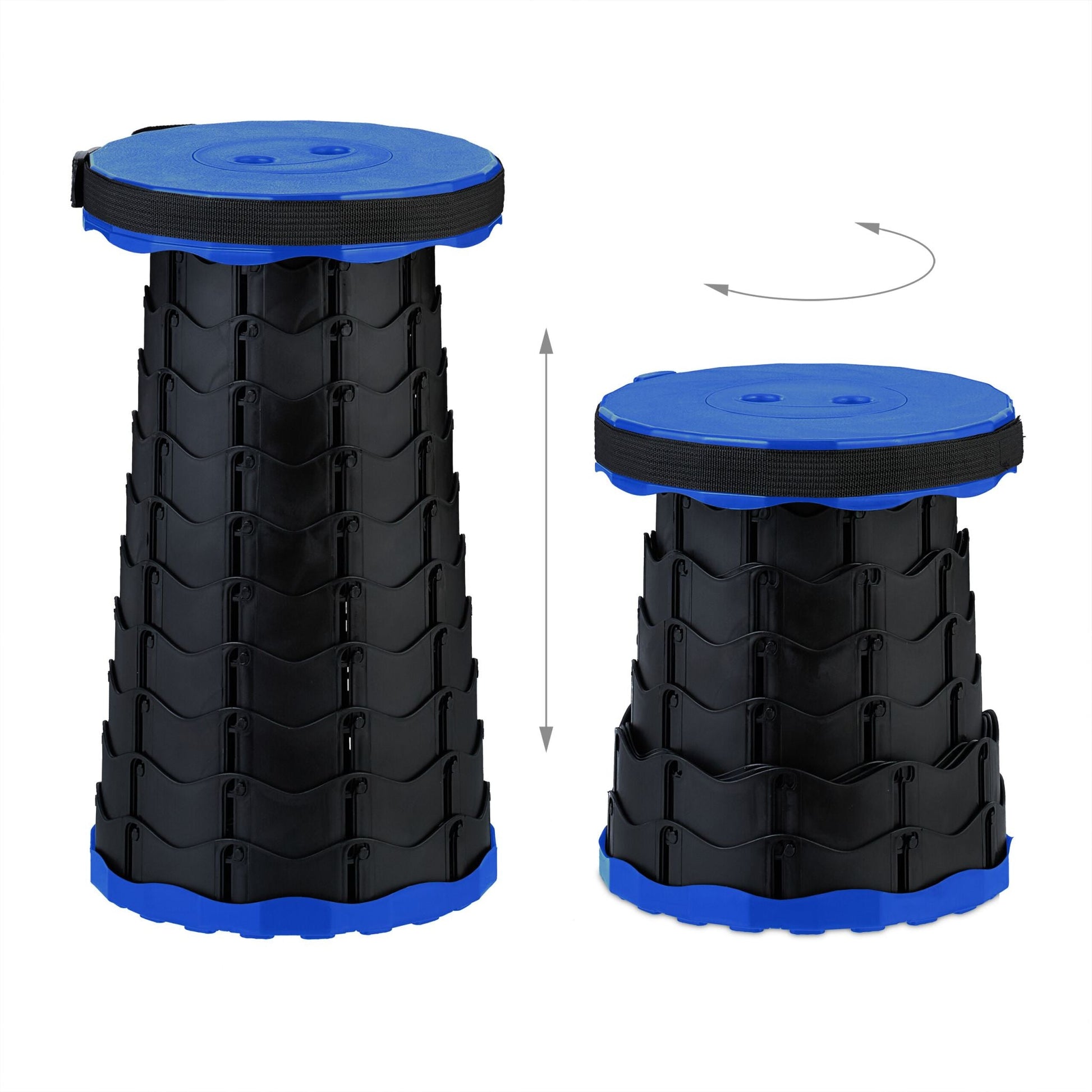 Teleskophocker Camping Blau-Schwarz von Relaxdays