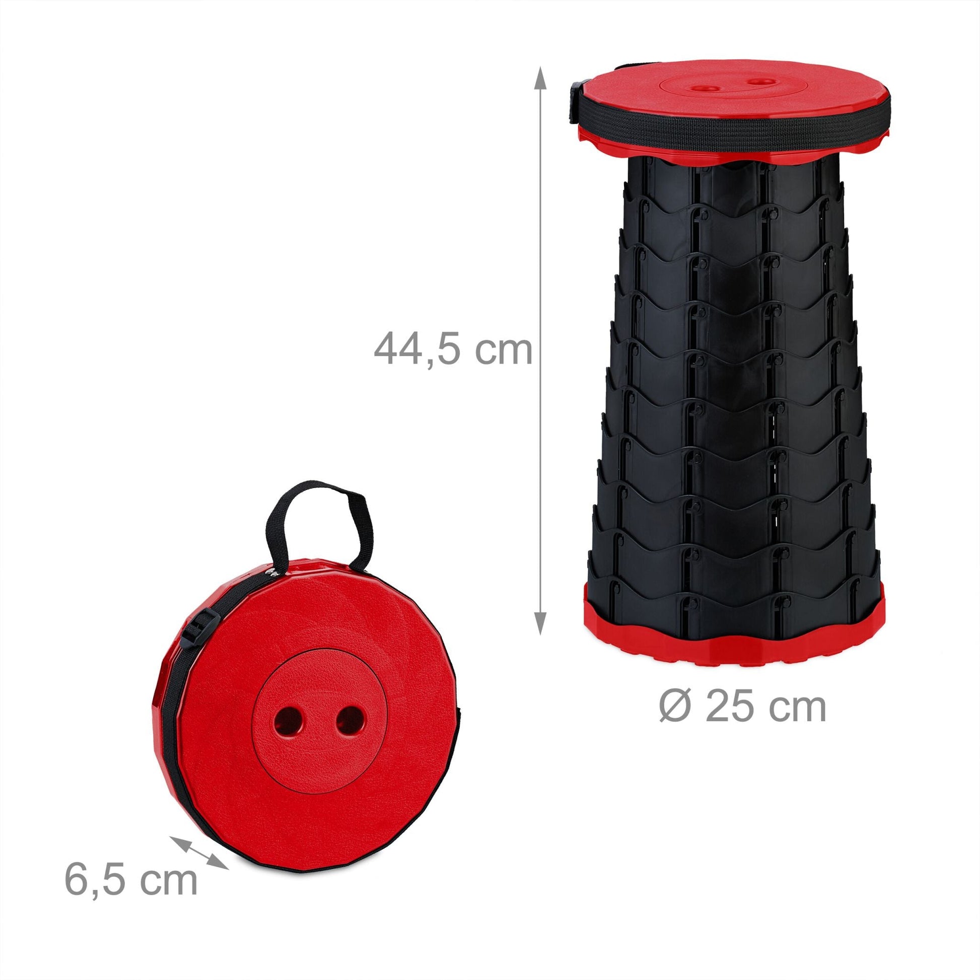 Teleskophocker Camping Rot-Schwarz von Relaxdays