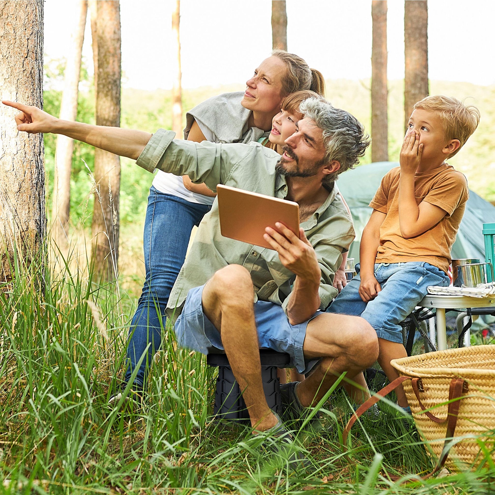 Teleskophocker Camping Schwarz von Relaxdays