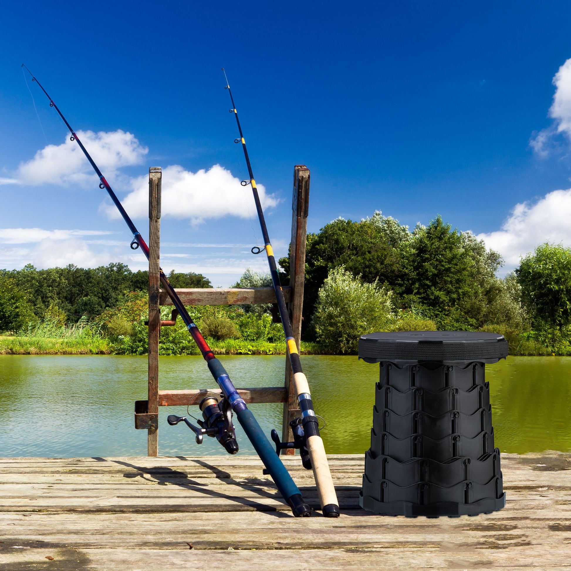 Teleskophocker Camping Schwarz von Relaxdays