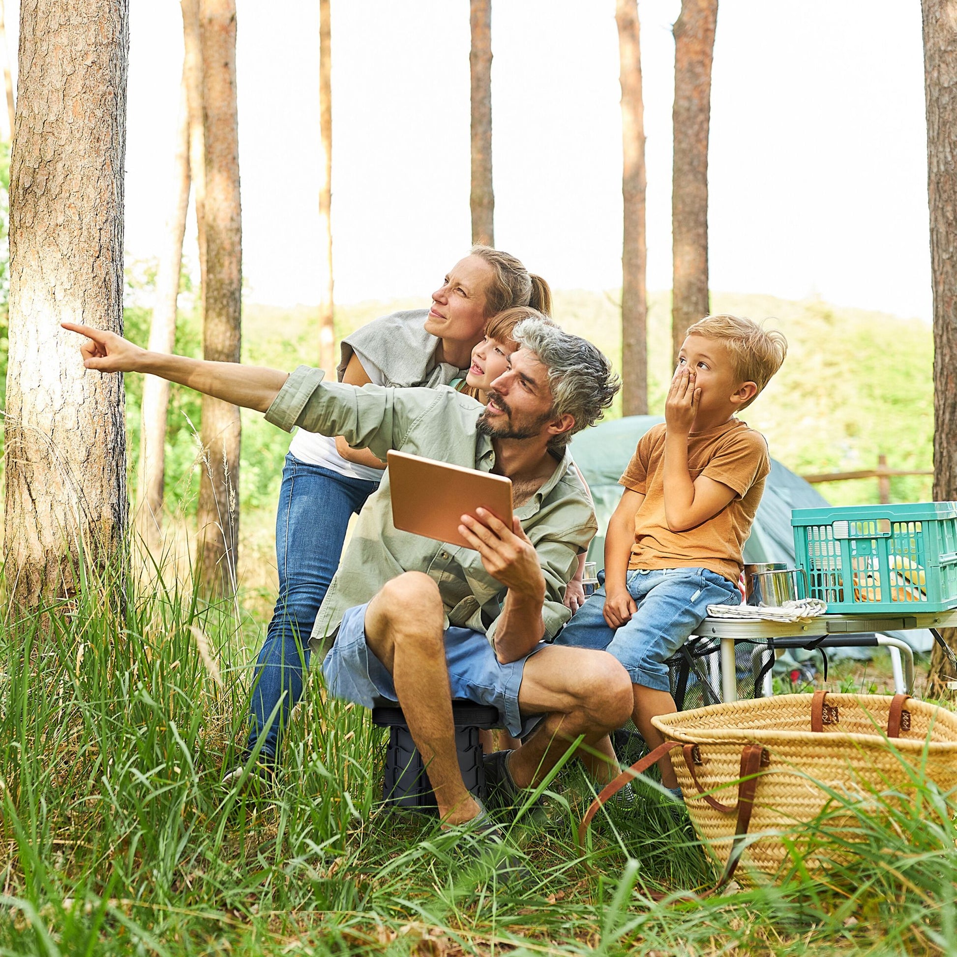 Teleskophocker Camping Dunkelgrün-Schwarz von Relaxdays