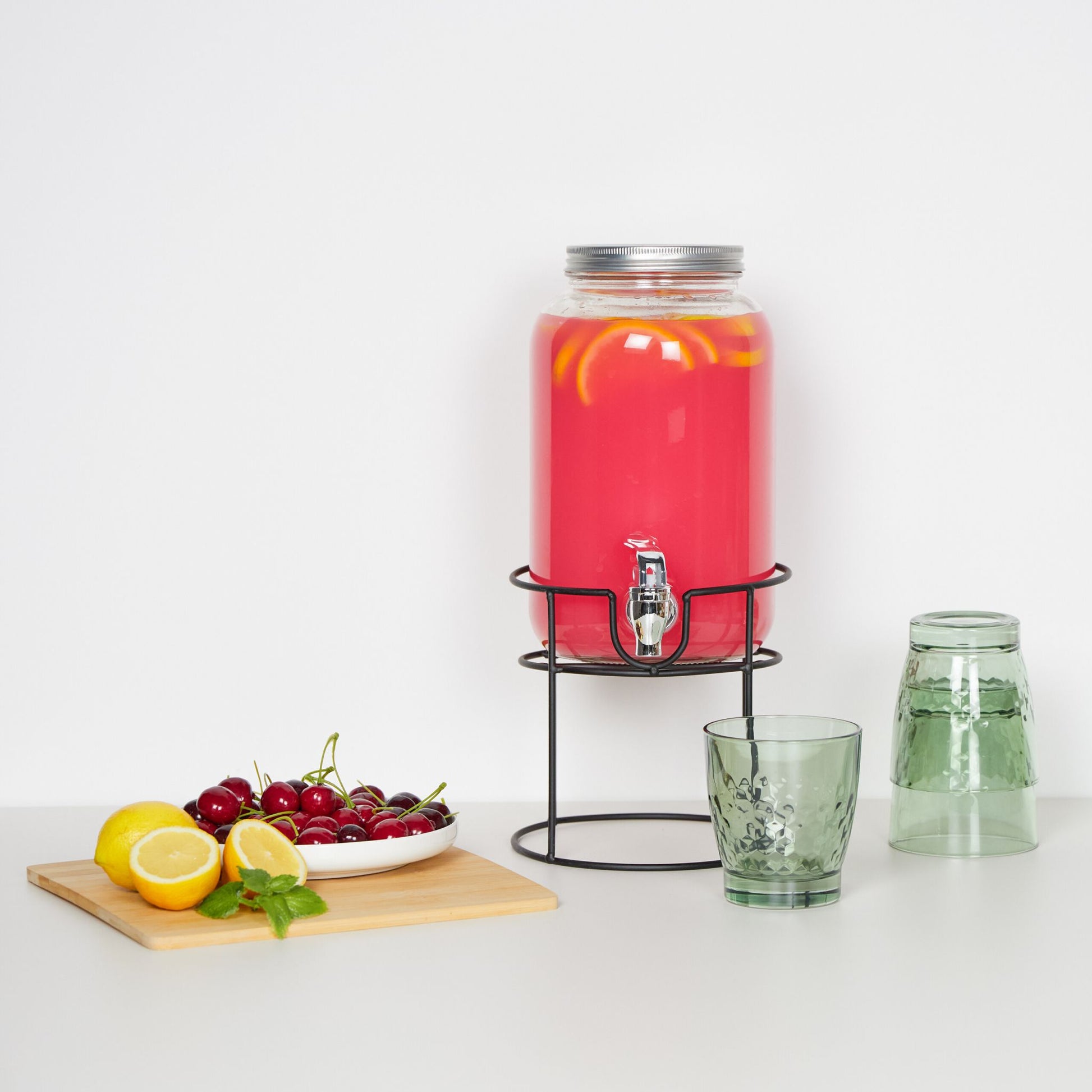 Getränkespender mit Ständer Schwarz-Silber-Transparent von Relaxdays