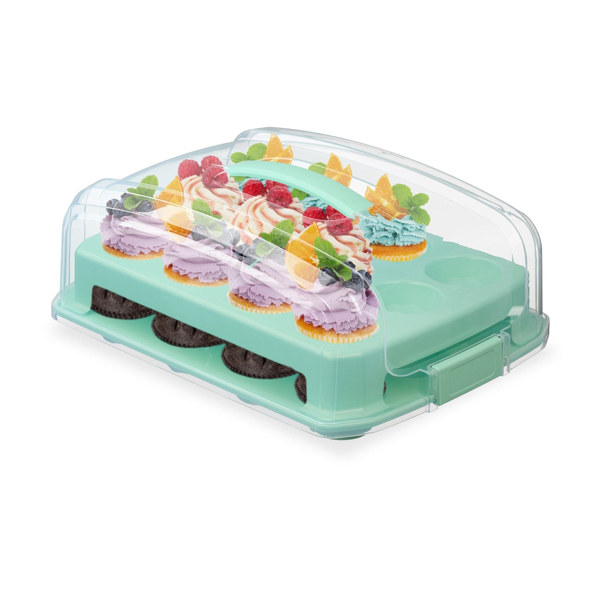 Muffin Transportbox für 24 Stück Transparent-Türkis von Relaxdays
