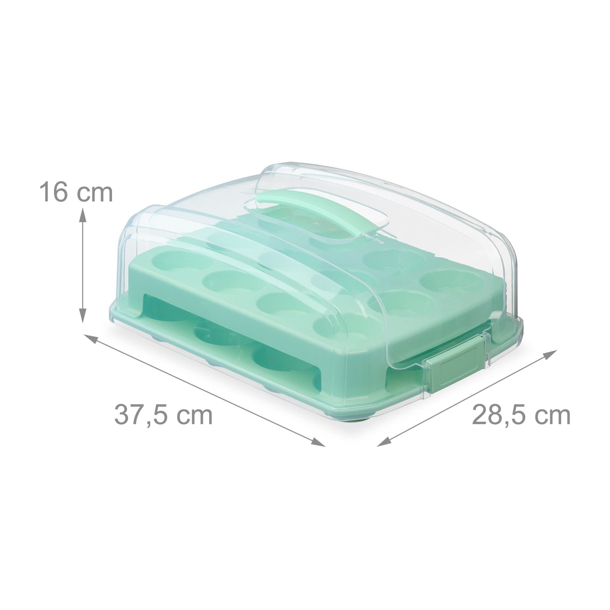 Muffin Transportbox für 24 Stück Transparent-Türkis von Relaxdays