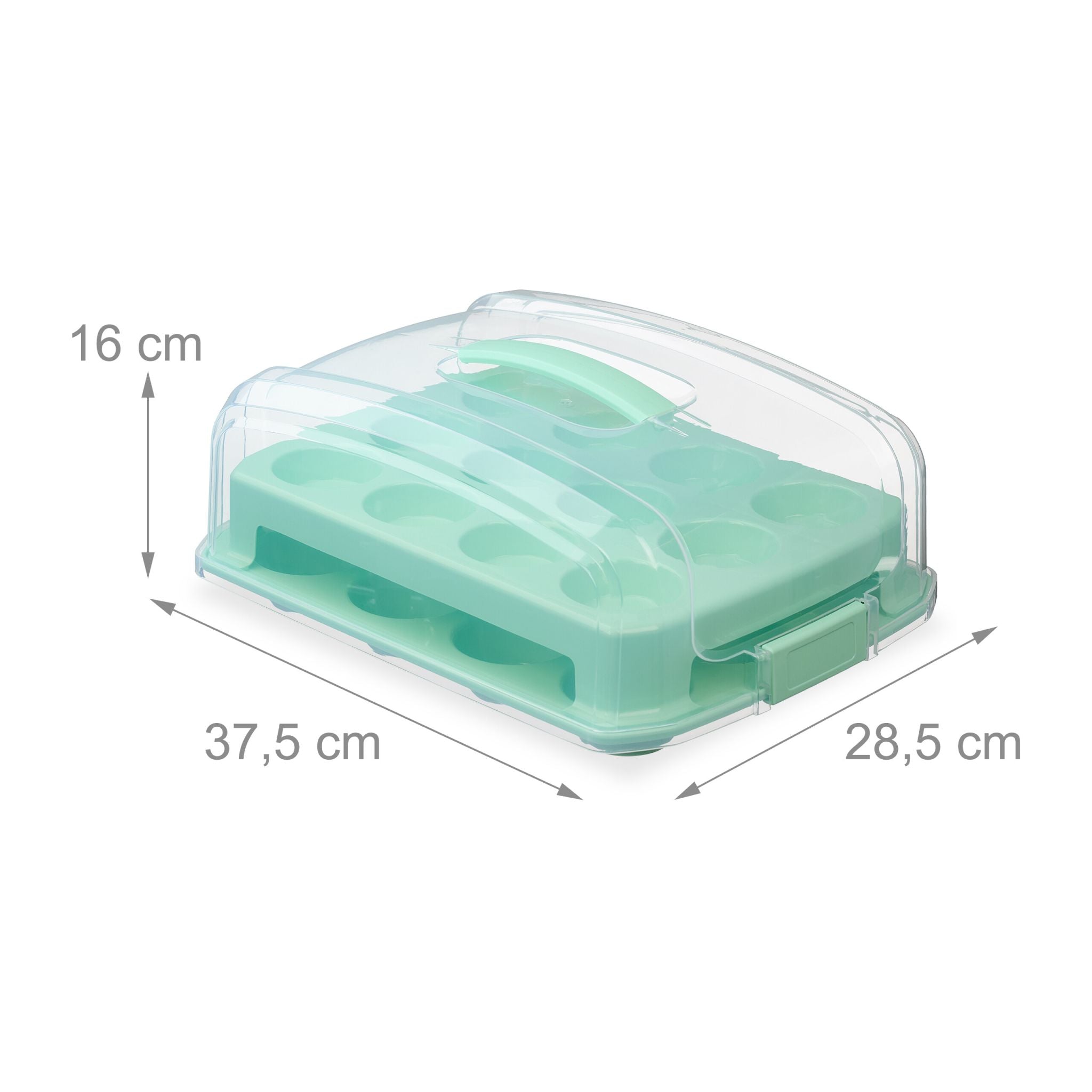 Muffin Transportbox für 24 Stück Transparent-Türkis von Relaxdays
