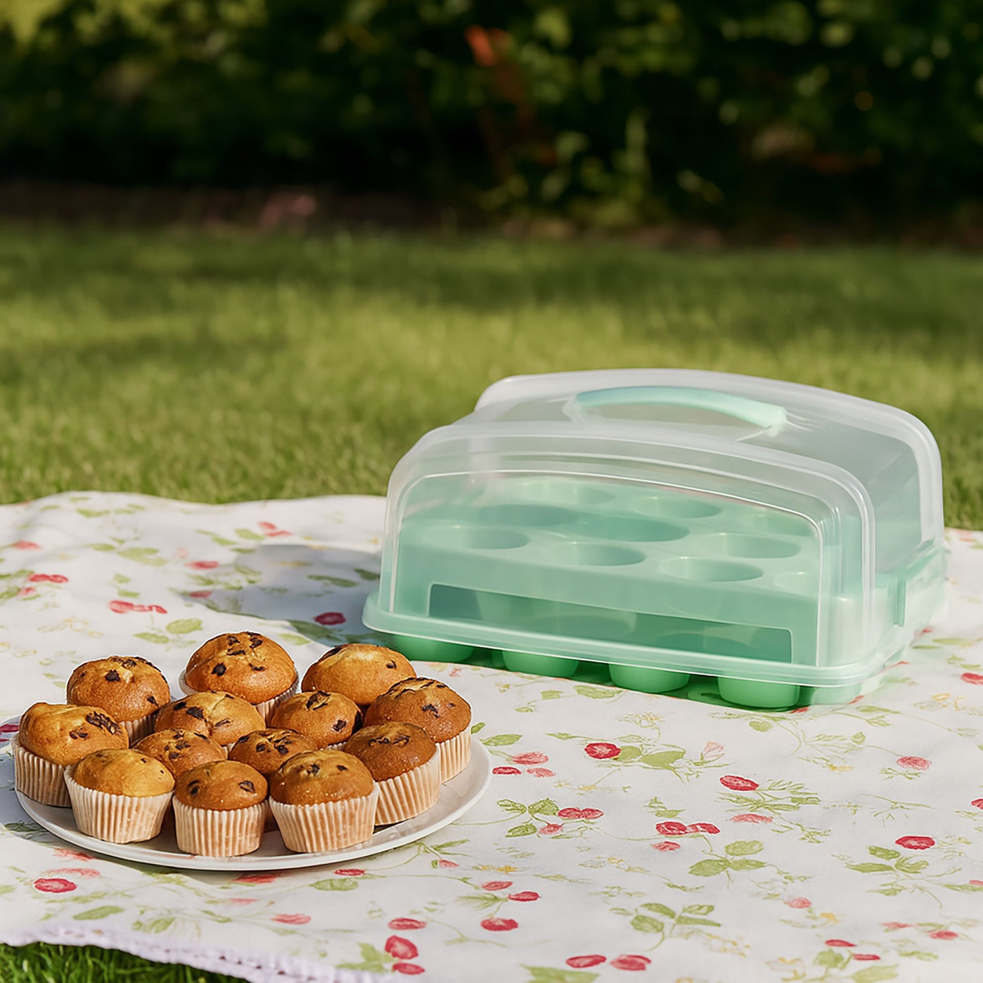 Muffin Transportbox für 24 Stück Transparent-Türkis von Relaxdays